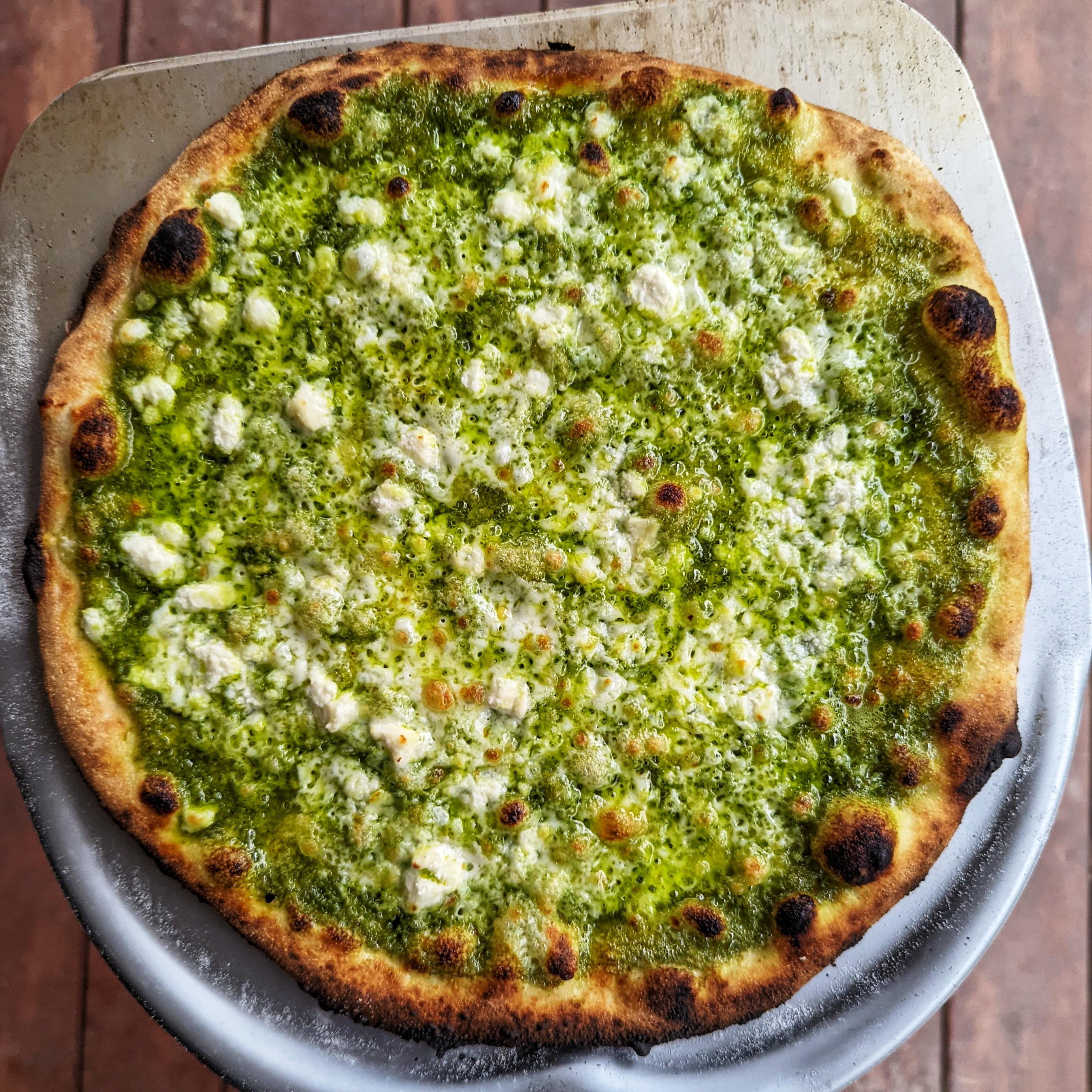 [homemade] pesto tavern style pizza r/h3h3productions