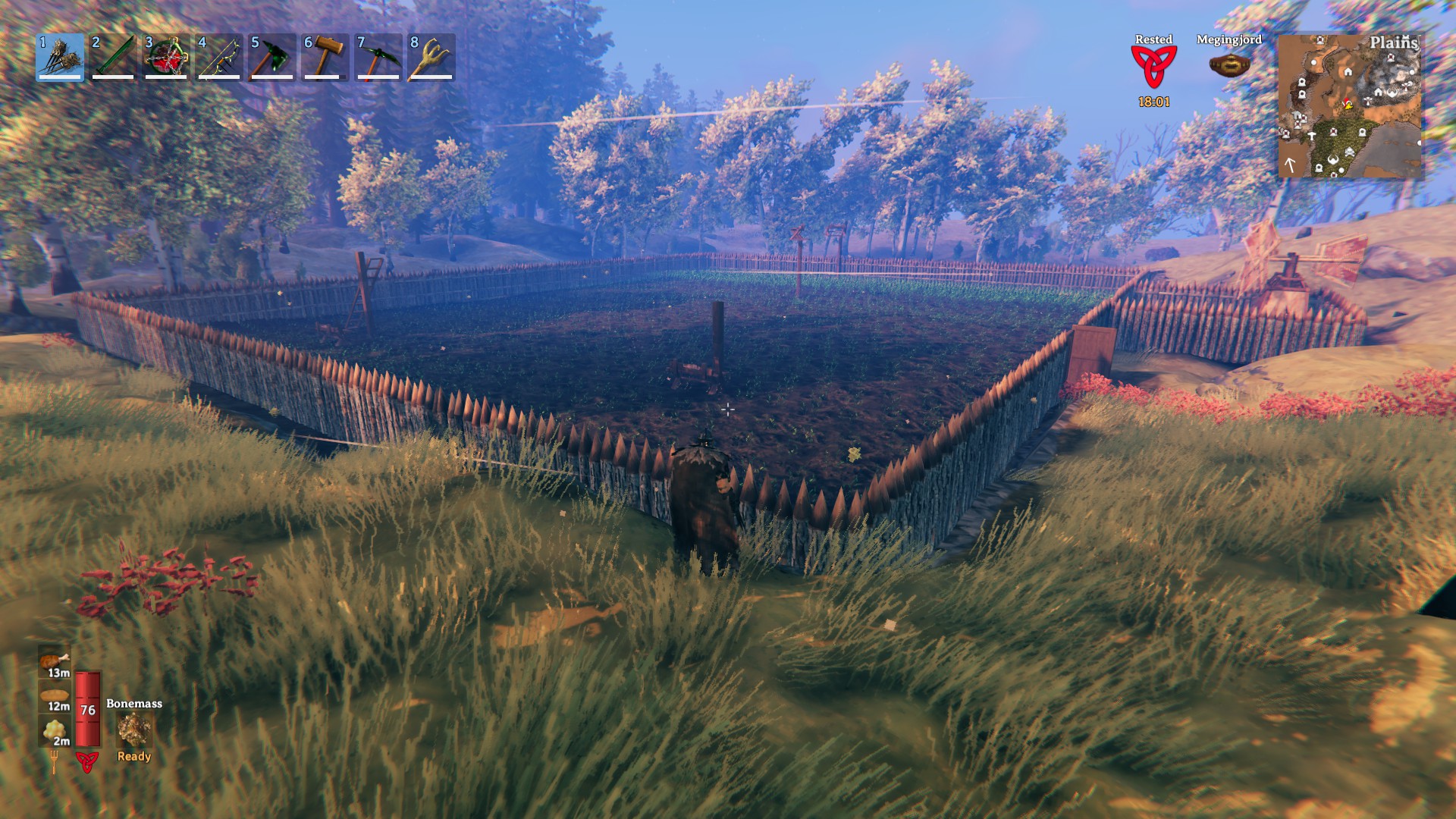 My friend built a small barley farm on our server. r/valheim