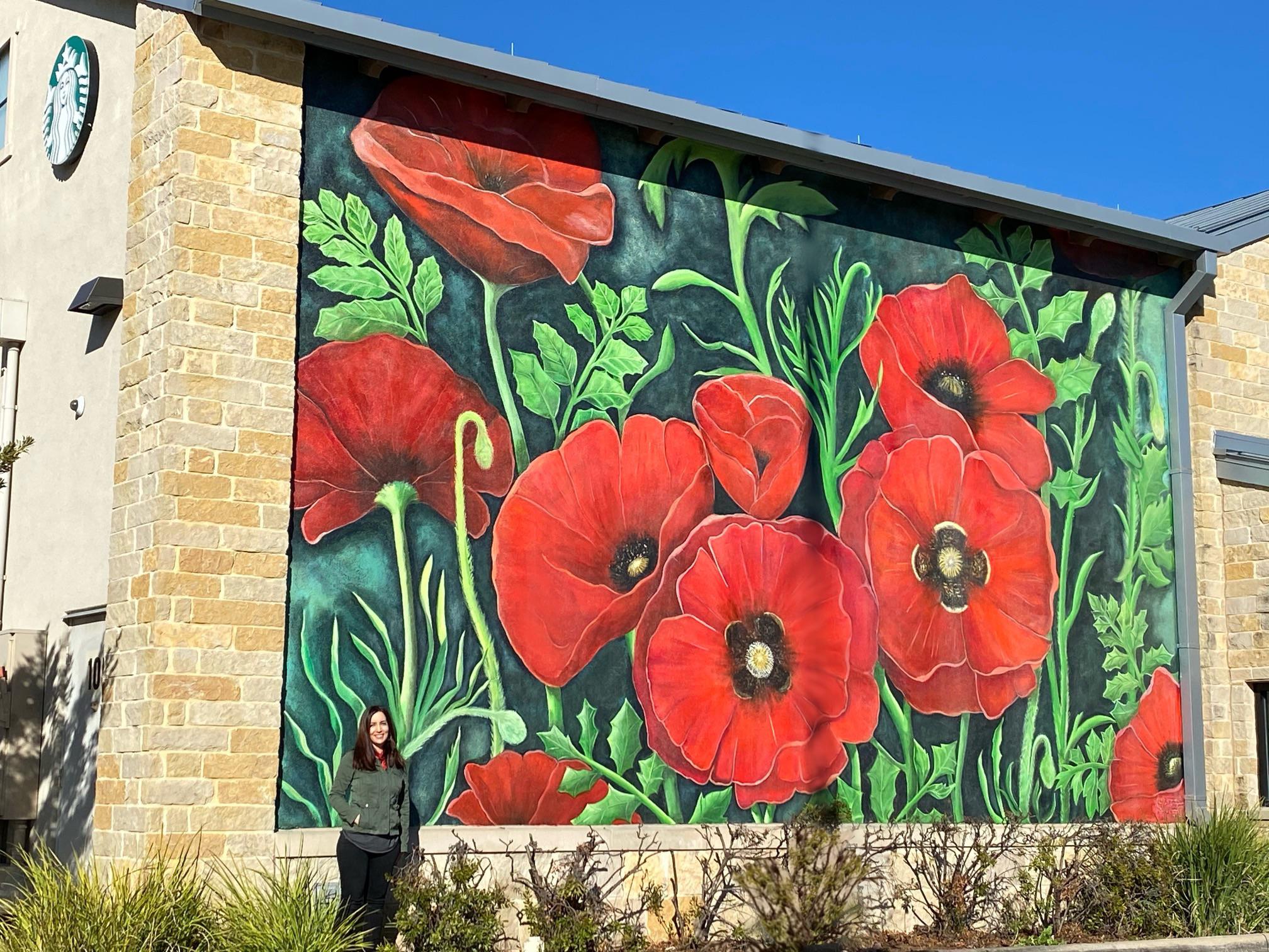 My sister paints murals in the Austin area! Here is one at a local