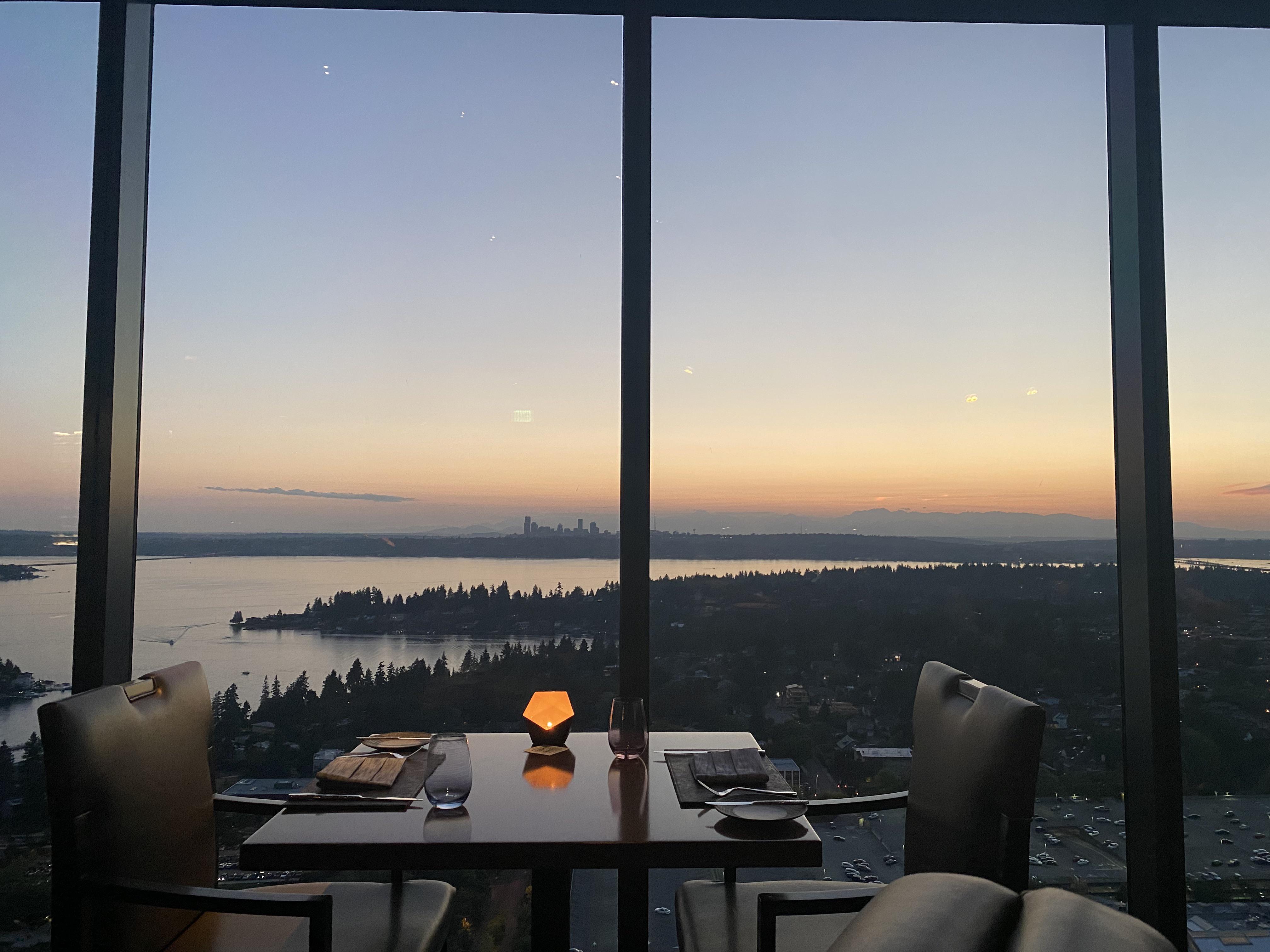 Ascend restaurant looking over Lake Washington, Bellevue WA. r