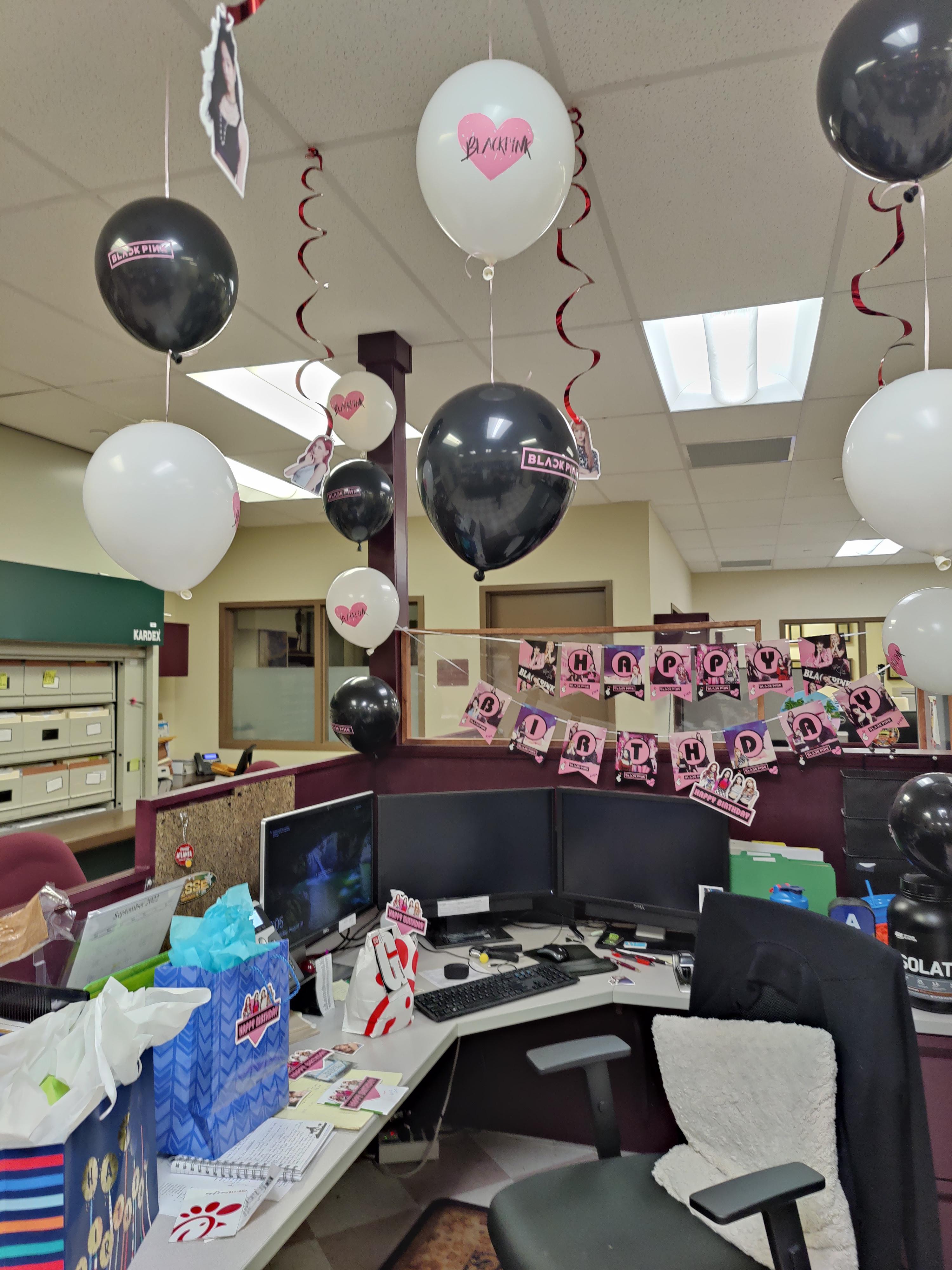 Office Desk Birthday Decoration Ideas