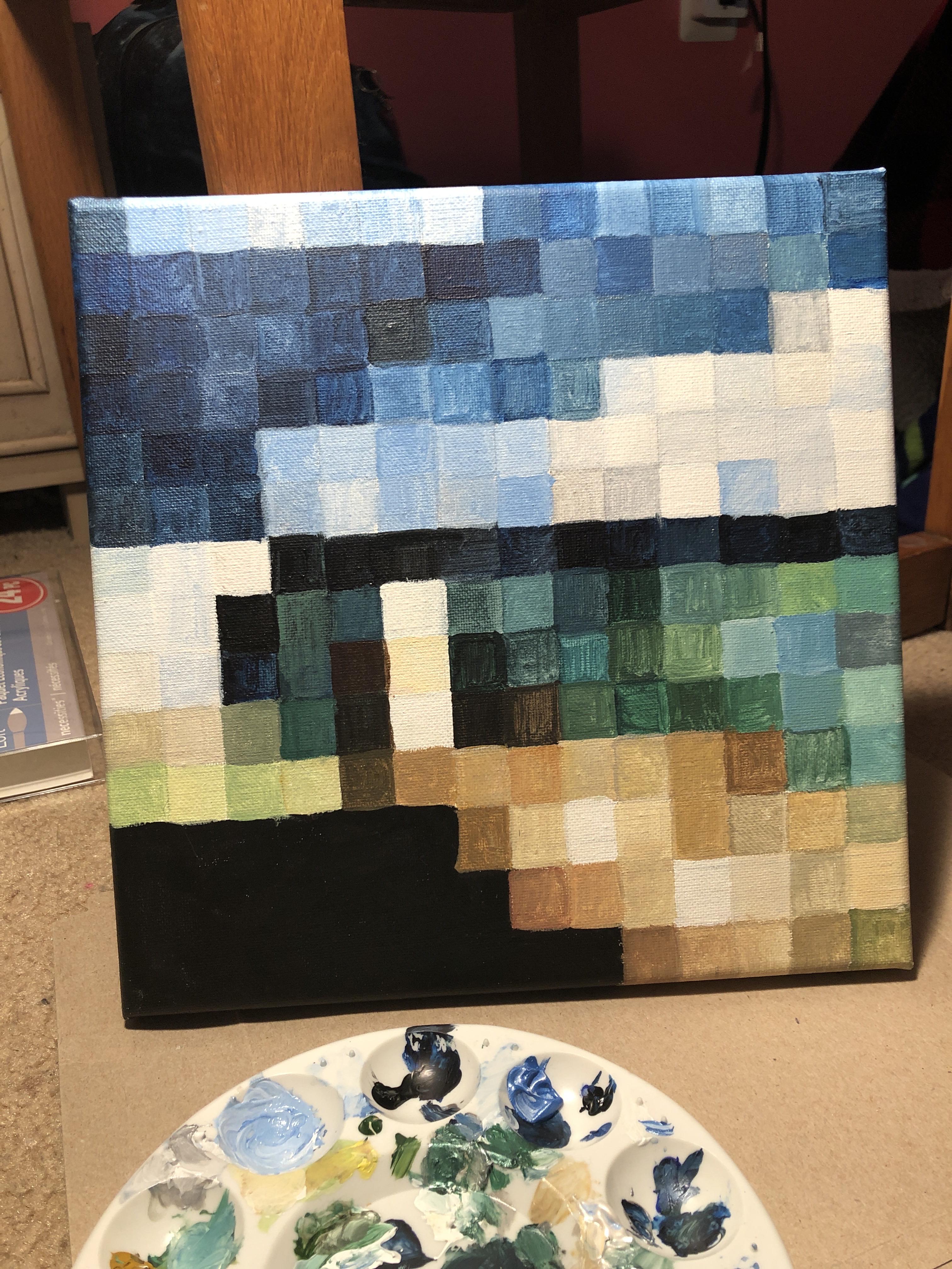 "aztec 2" painted irl on a 10x10 canvas r/Minecraft