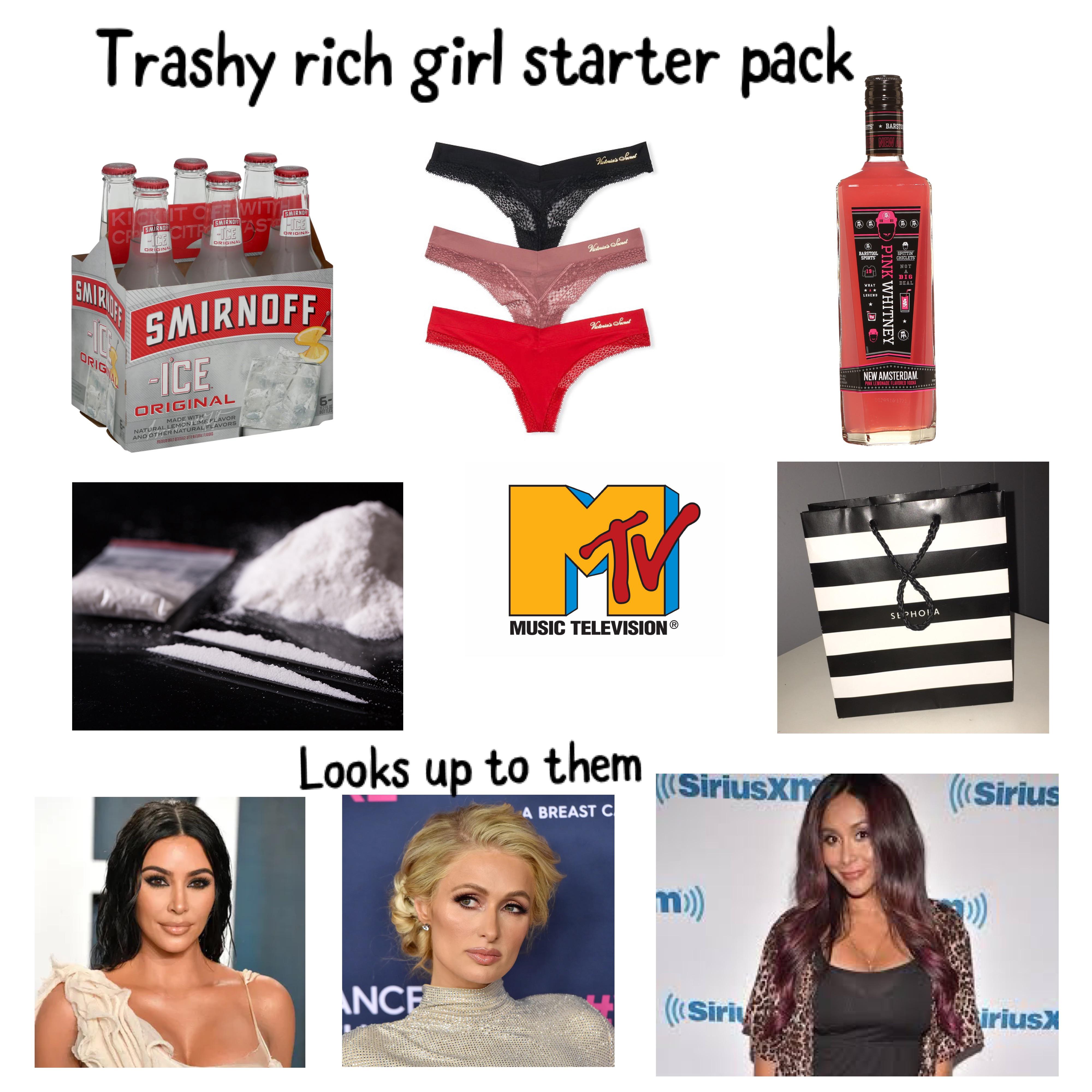 Trashy rich girl starter pack r/starterpacks