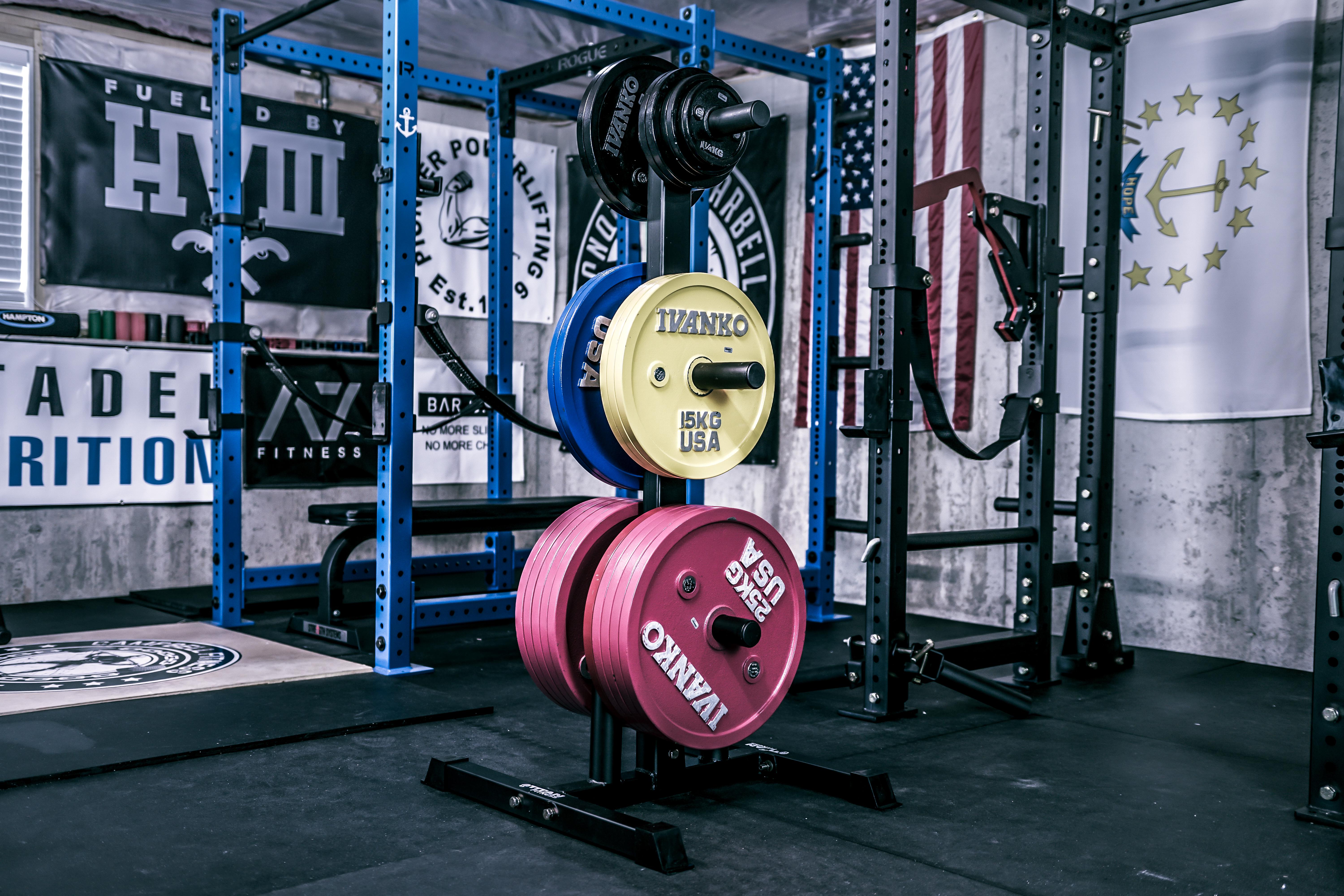 2" Olympic Weight Plate Rack Tree & Barbell Holder Organizer Stand r