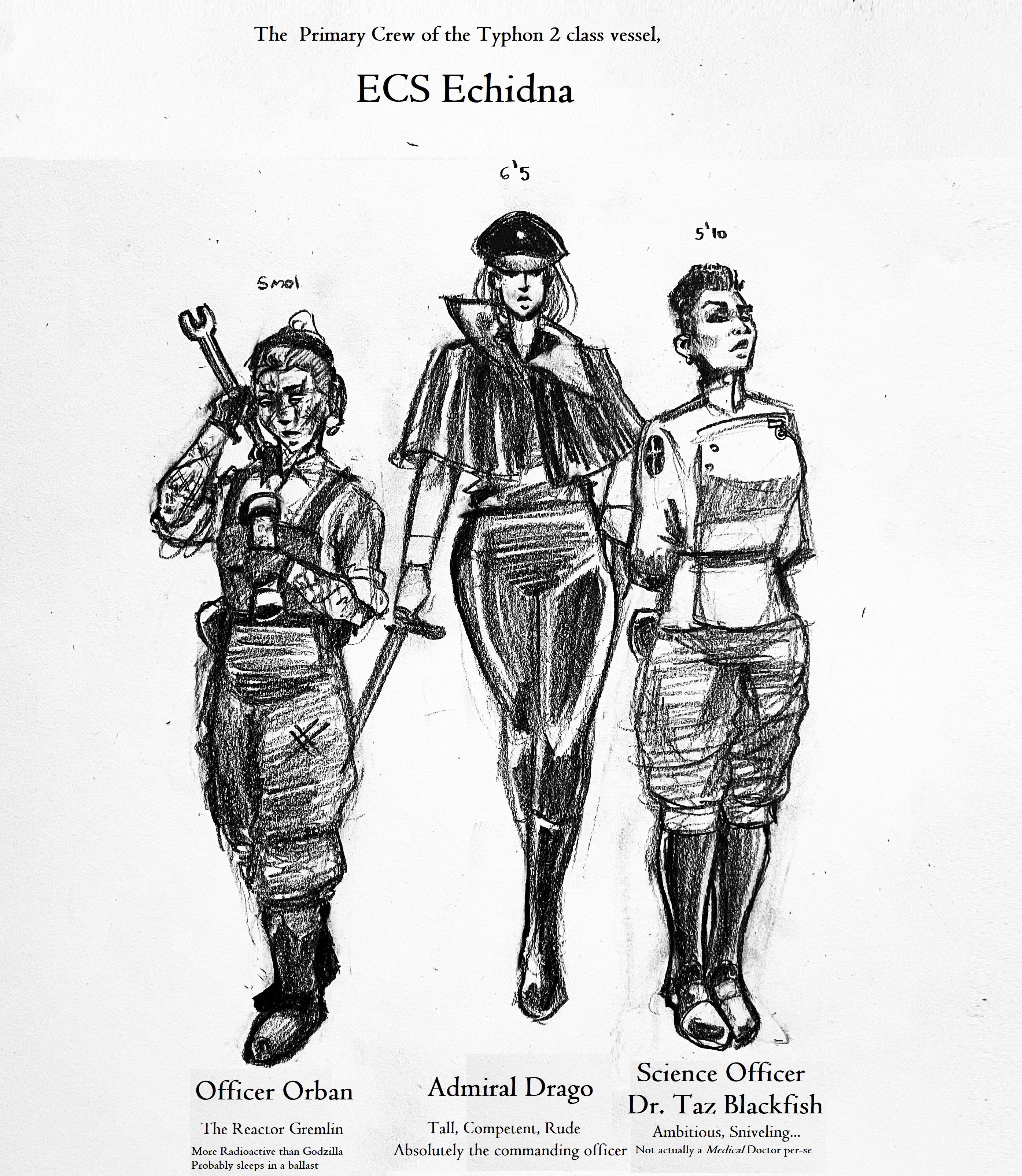 Drew my proCoalition Barotrauma Crew, the Officers of the ECS Echidna