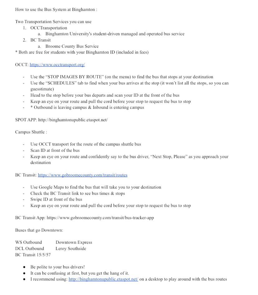 Quick How To Binghamton Bus r/BinghamtonUniversity