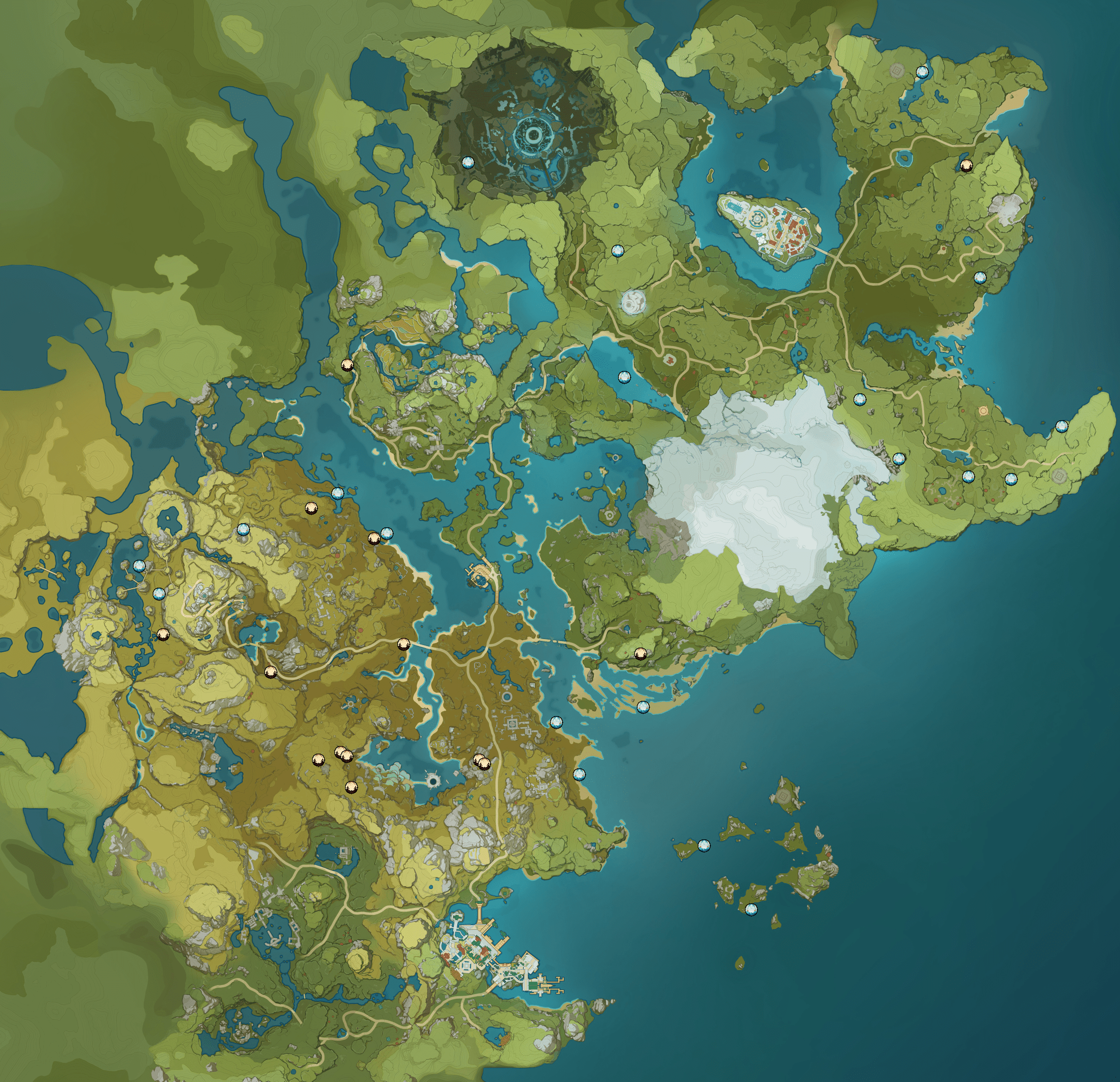 Map of all Whopperflowers I've seen and pinned r/Genshin_Impact