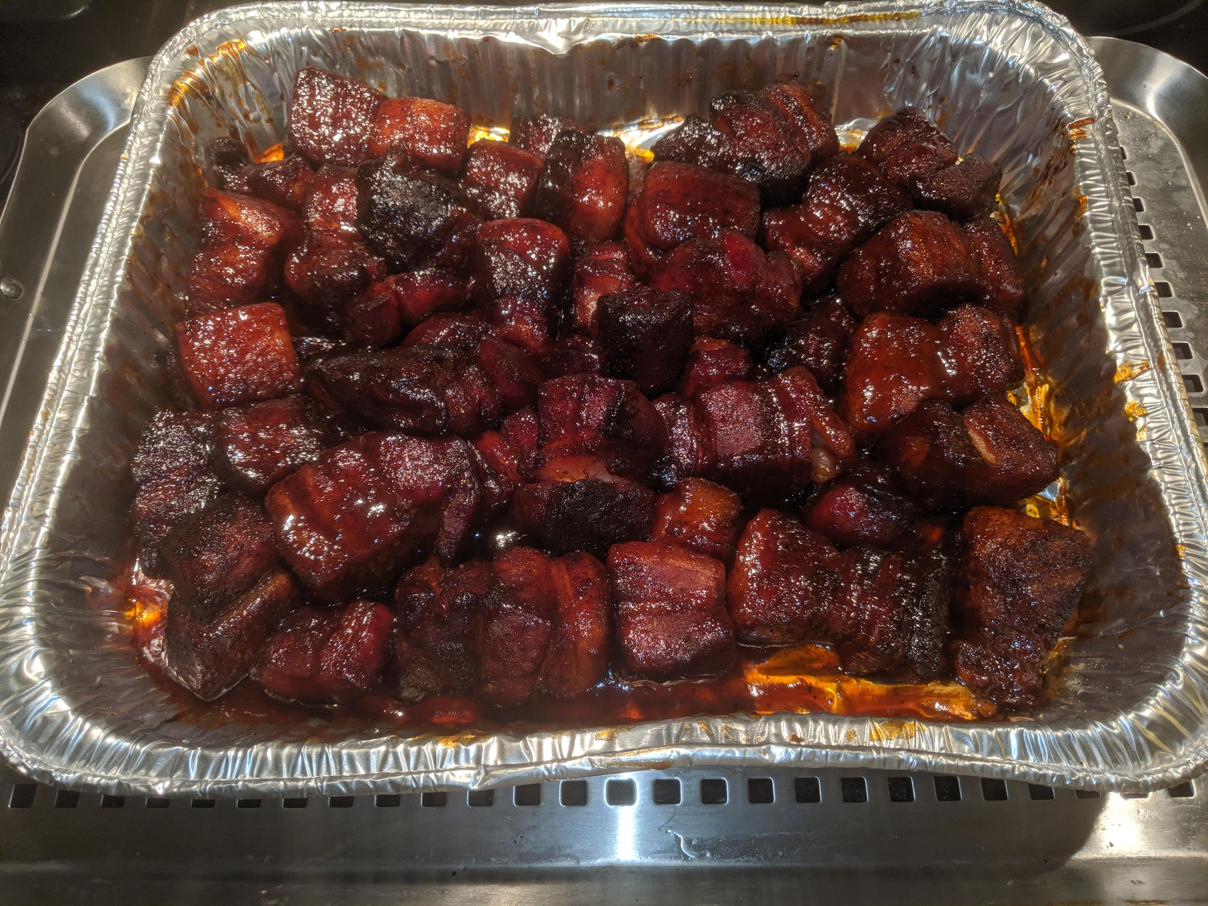 Pork Belly Burnt Ends on Charcoal Fired Offset r/BBQ