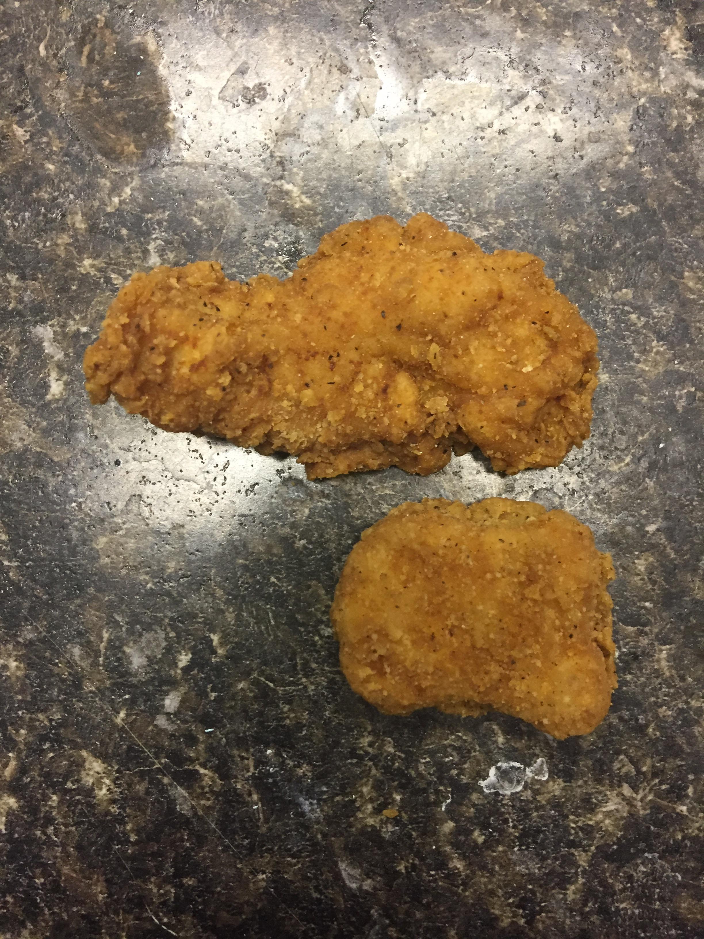 The size of this Wendy’s nugget (regular one for scale) r