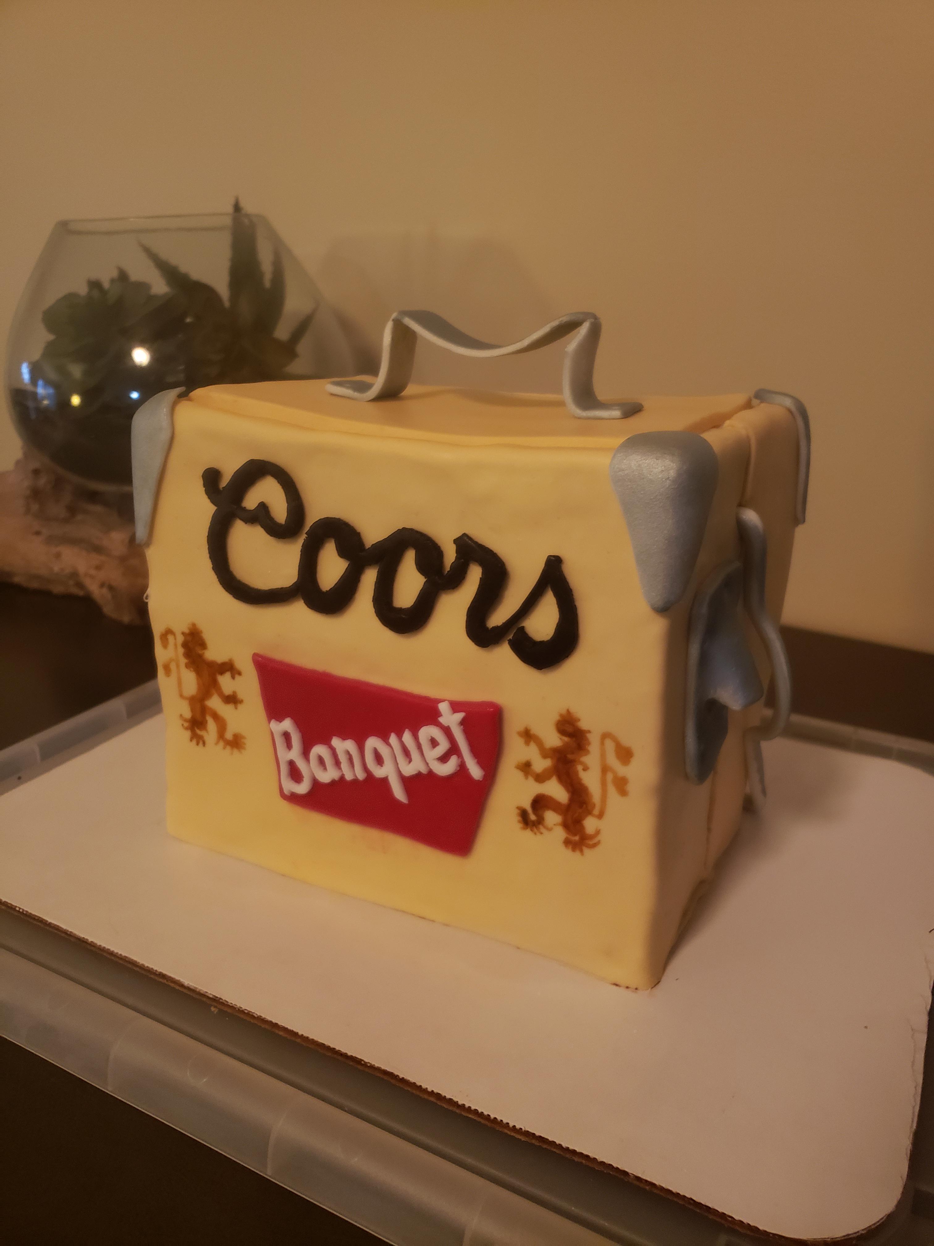 Coors Banquet Cooler "cake" (recipient requested cake be made of