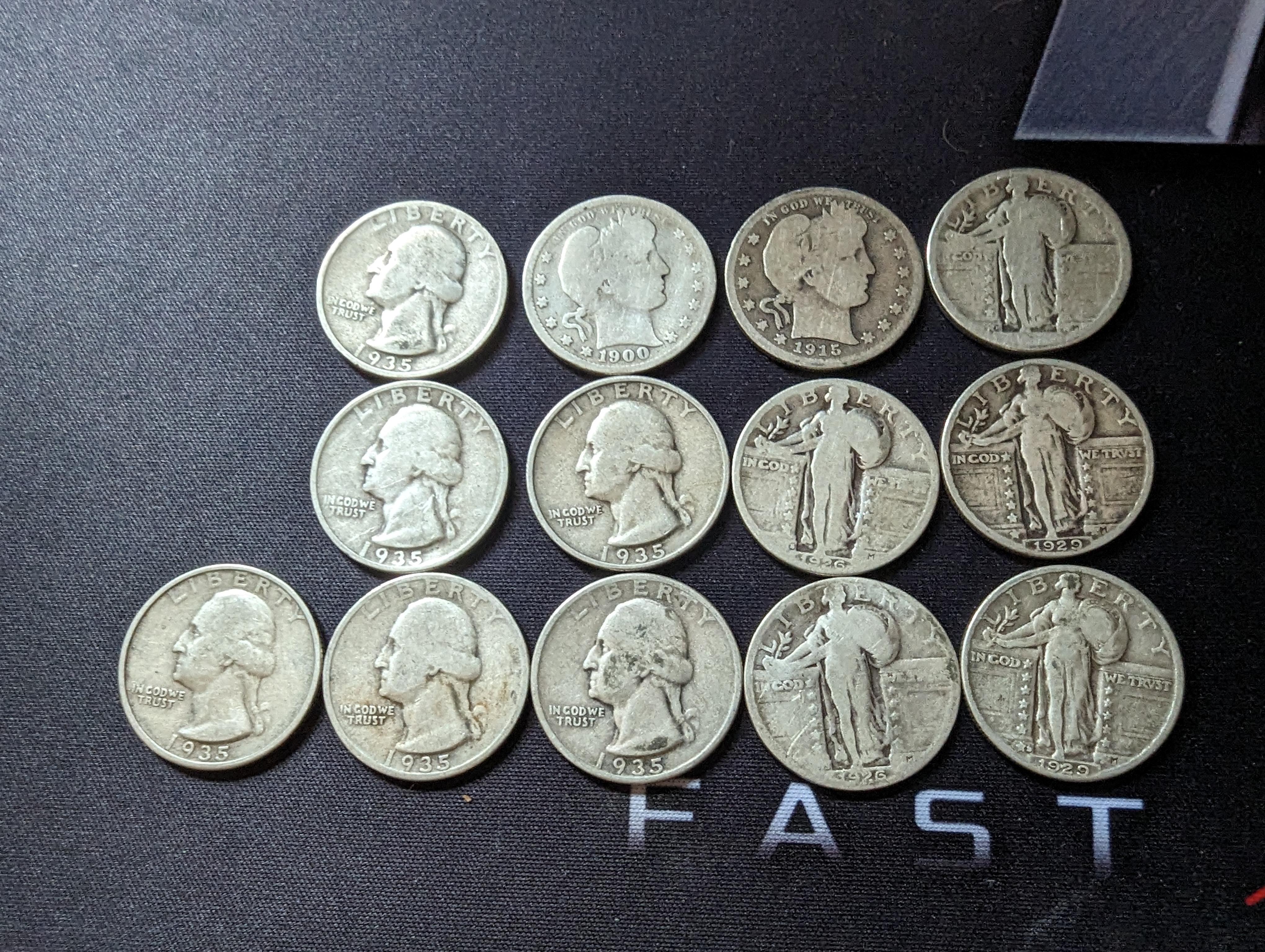 Got a roll of quarters at the bank. 13 of them are from 19001935. Free