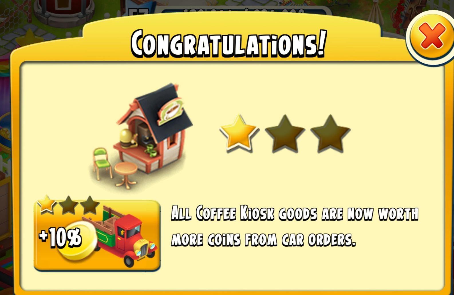 Finally 1 ⭐ for Coffee ☕ Kiosk 🙌🏻🙌🏻🙌🏻 r/HayDay