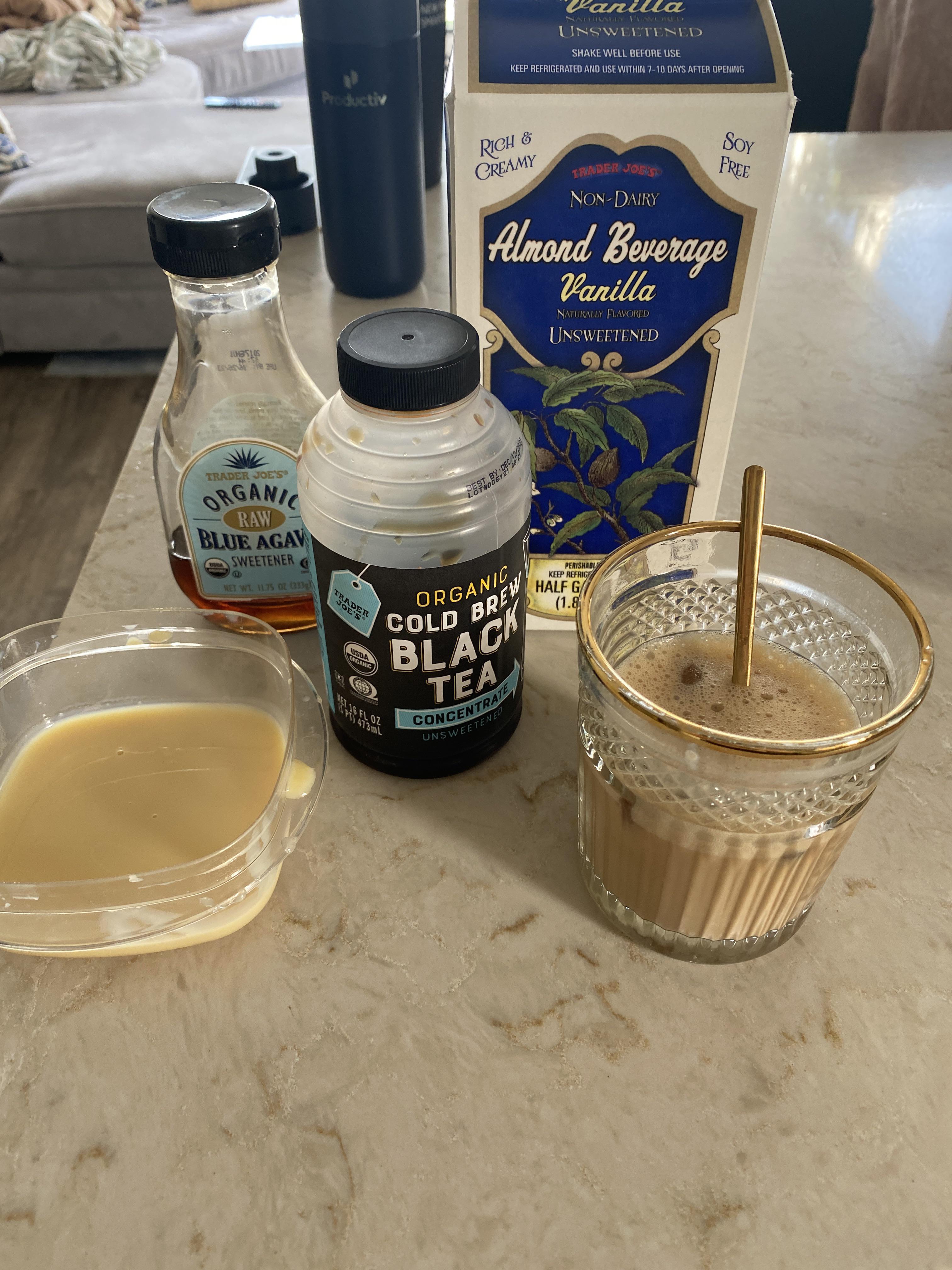 Accidental bubble tea dupe black tea concentrate, sweetened condensed