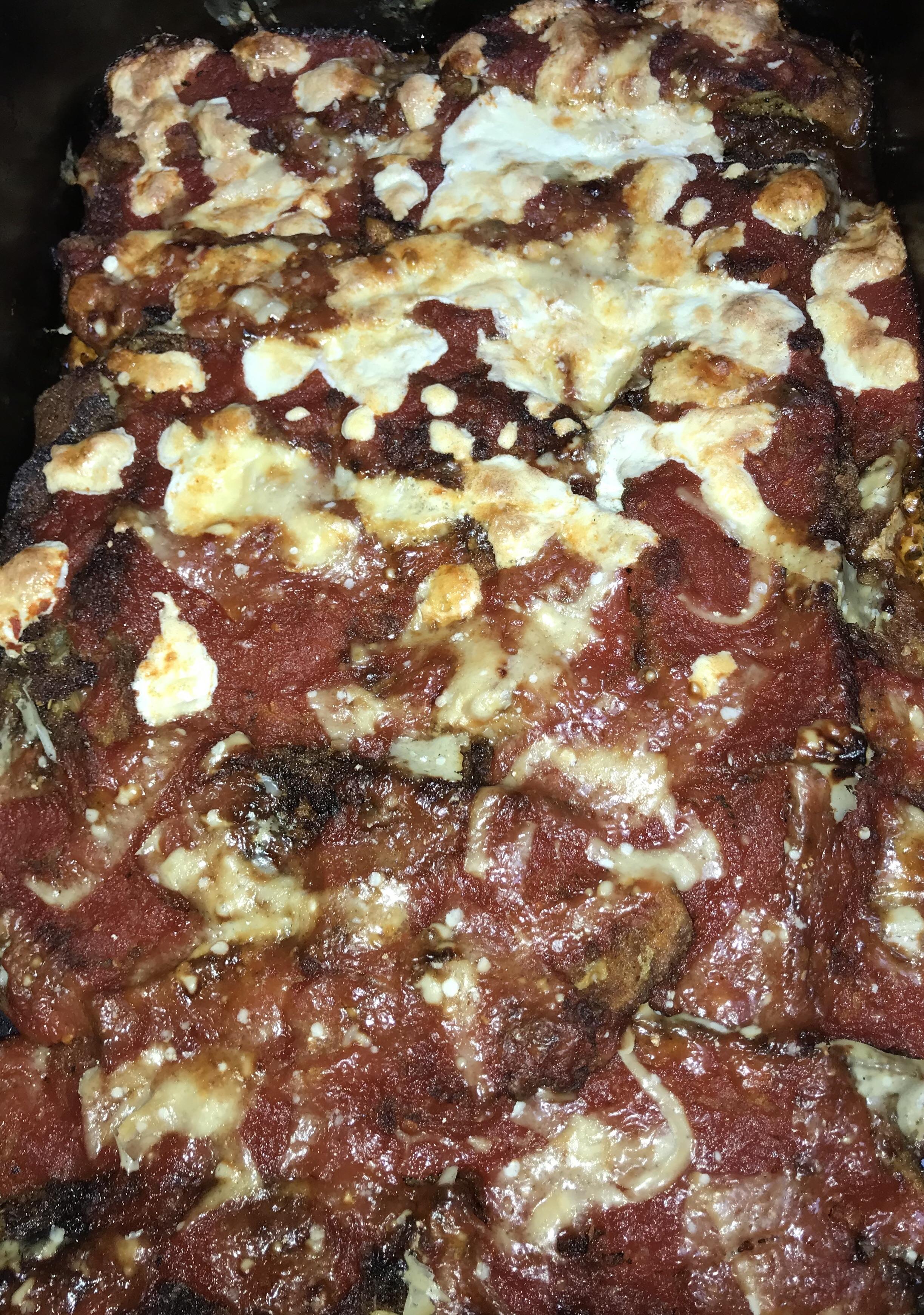 I made [homemade] eggplant parmigiana with San Marzano tomato sauce