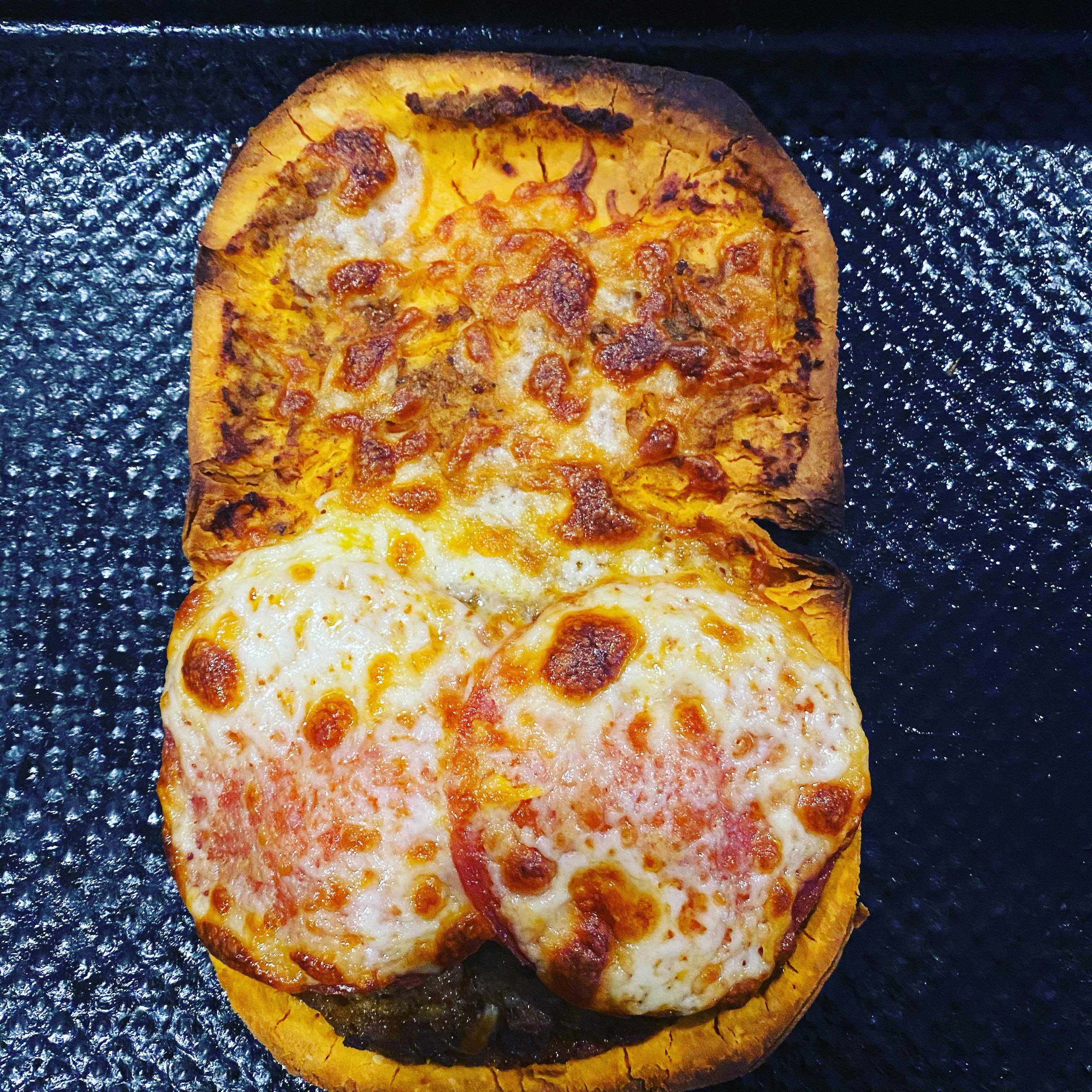 Oldscool Jamaican beef patty w/pepperoni and cheese. r/Pizza