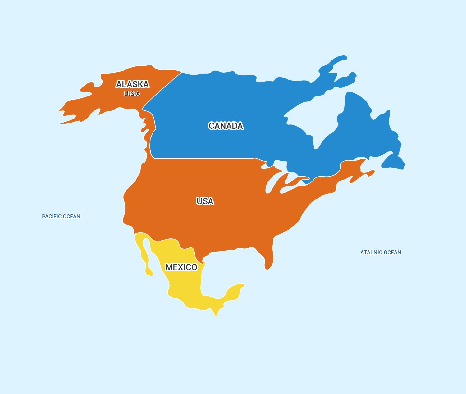 Map of North America. Top rated comment gets to remove a country. : r
