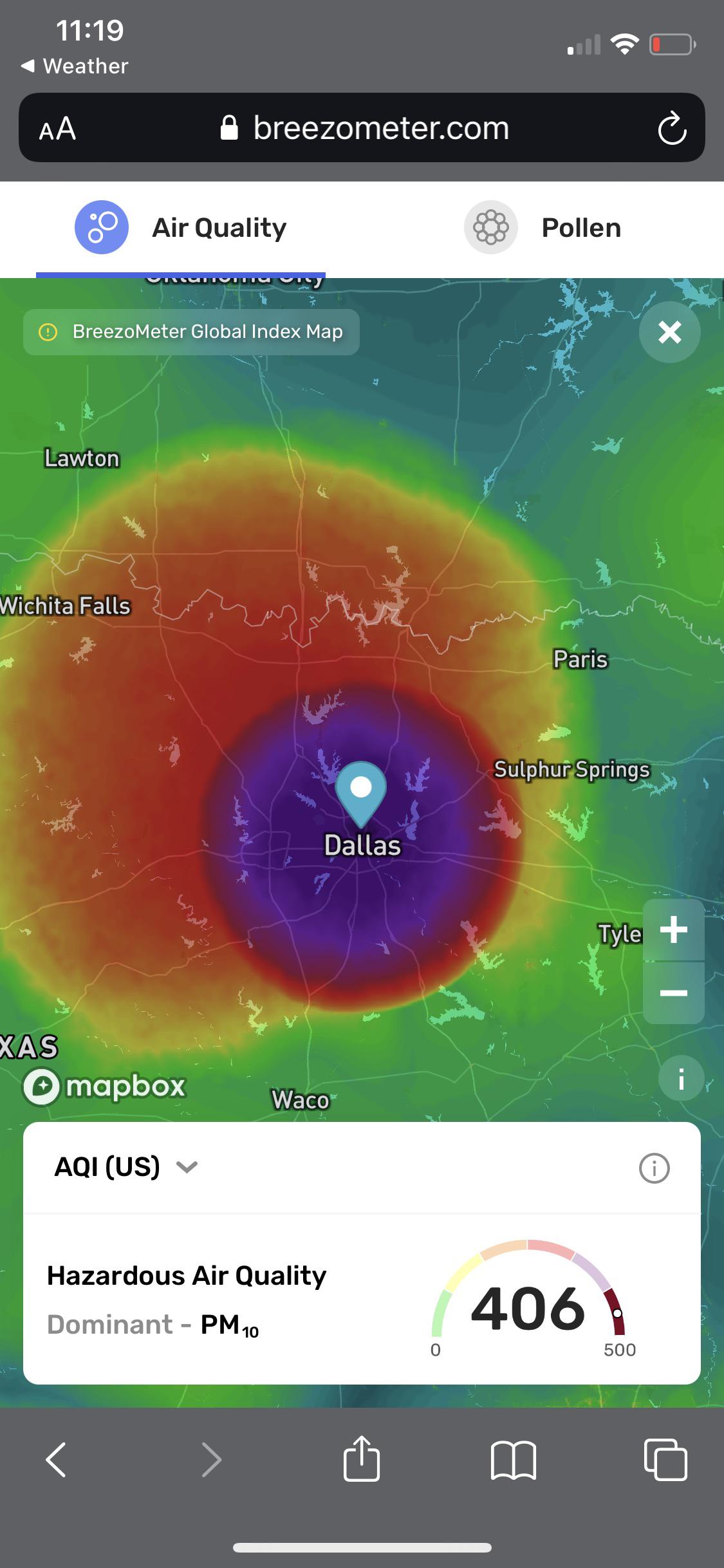 What’s going on with the air quality index right now in