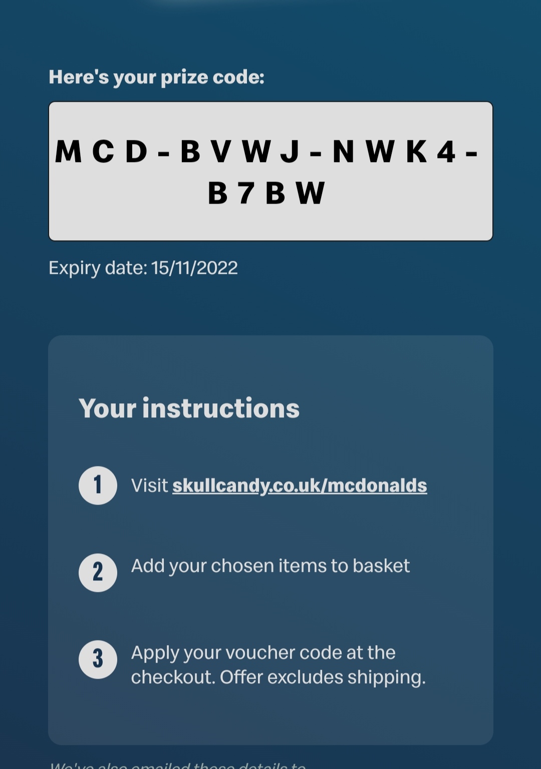 £10 McDonald's UK voucher r/Skullcandy