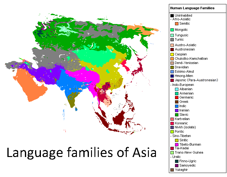 Language families in Asia [738x575] MapPorn