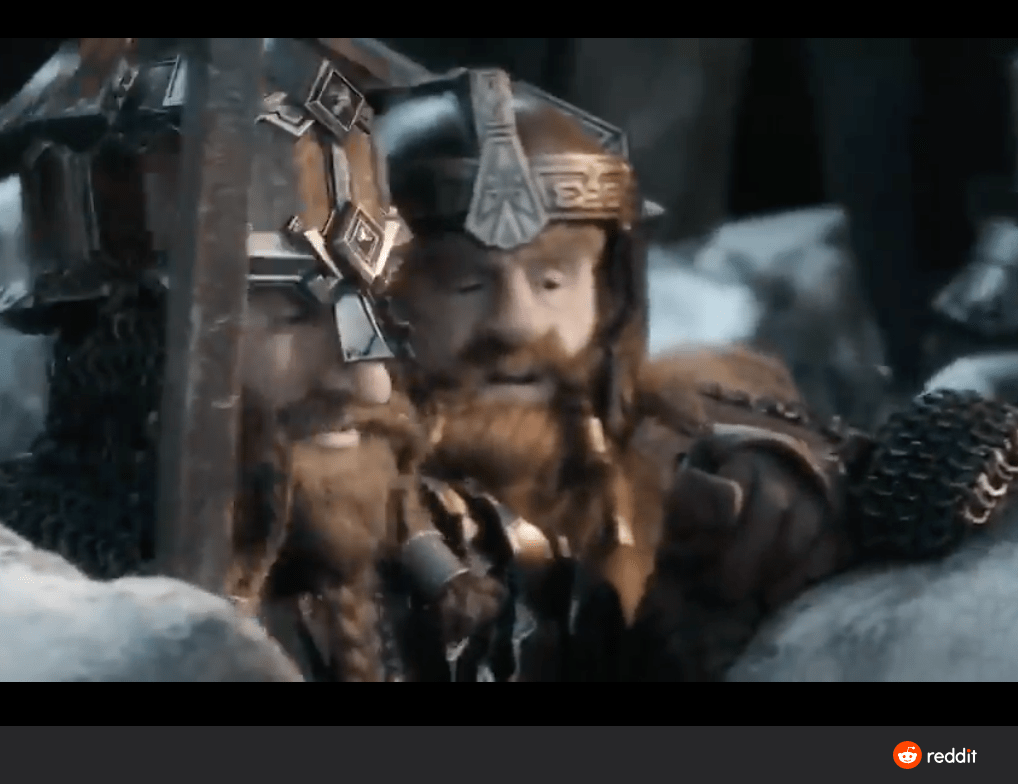 2013 the desolation of Smaug, you can see gloin father of Gimli wearing