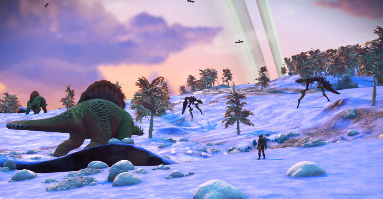 A couple of gentle giants on an ice Built a base to observe