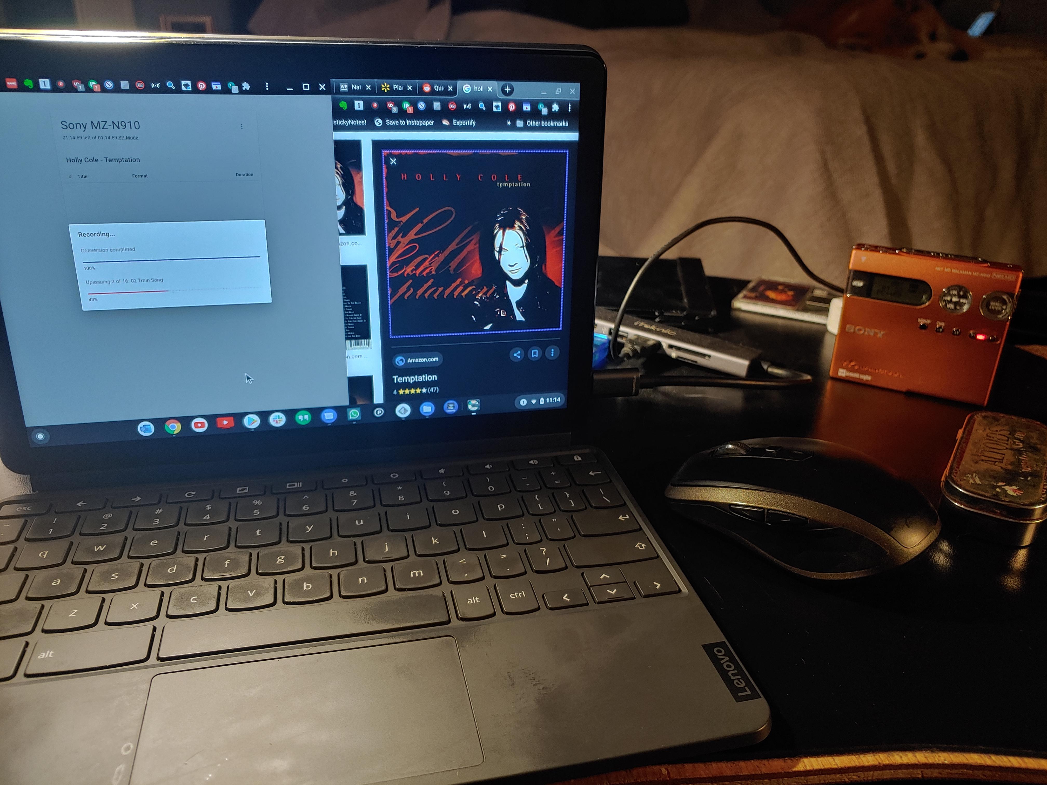 Just some late night downloading from the Chromebook to the orange one