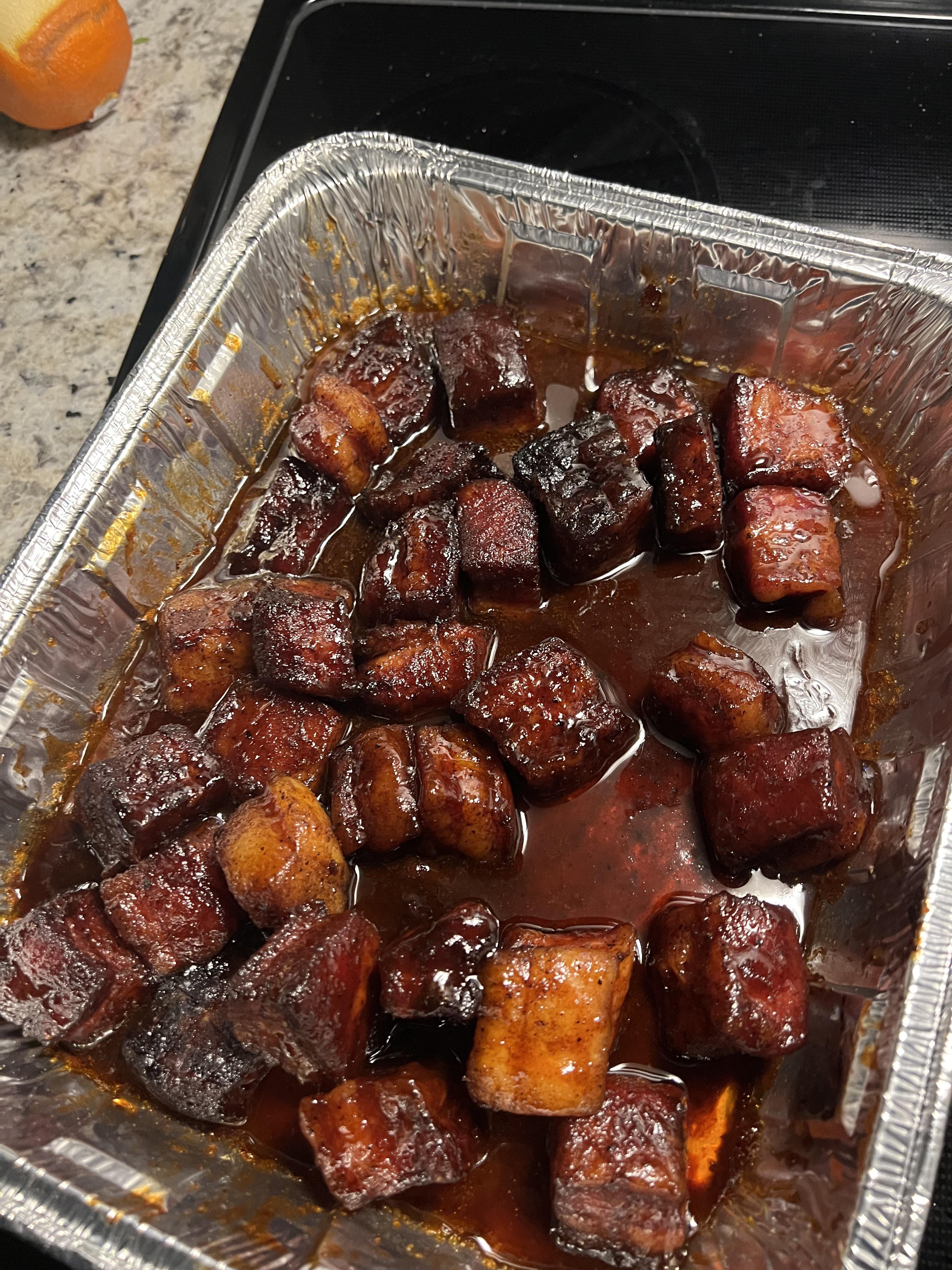 Pork Belly Burnt Ends on the 575 r/Traeger