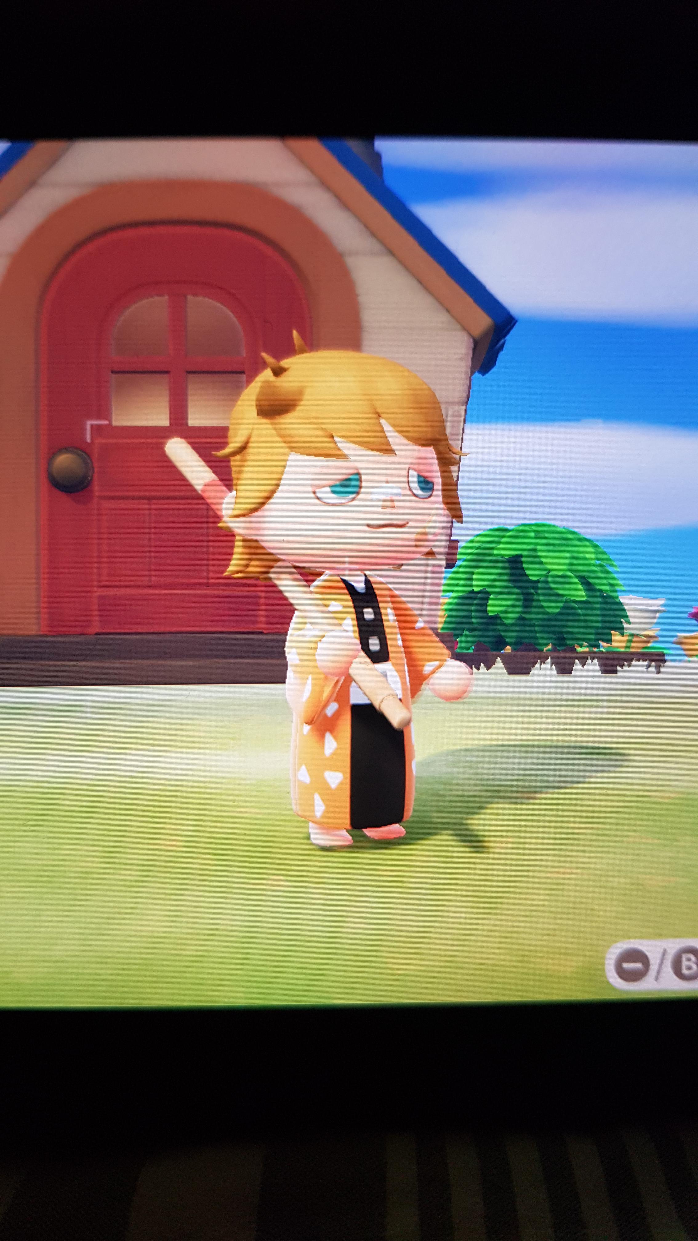 Tried to make Zenitsu's robe in the new animal crossing! 'Bout to Thunderclap and flash some
