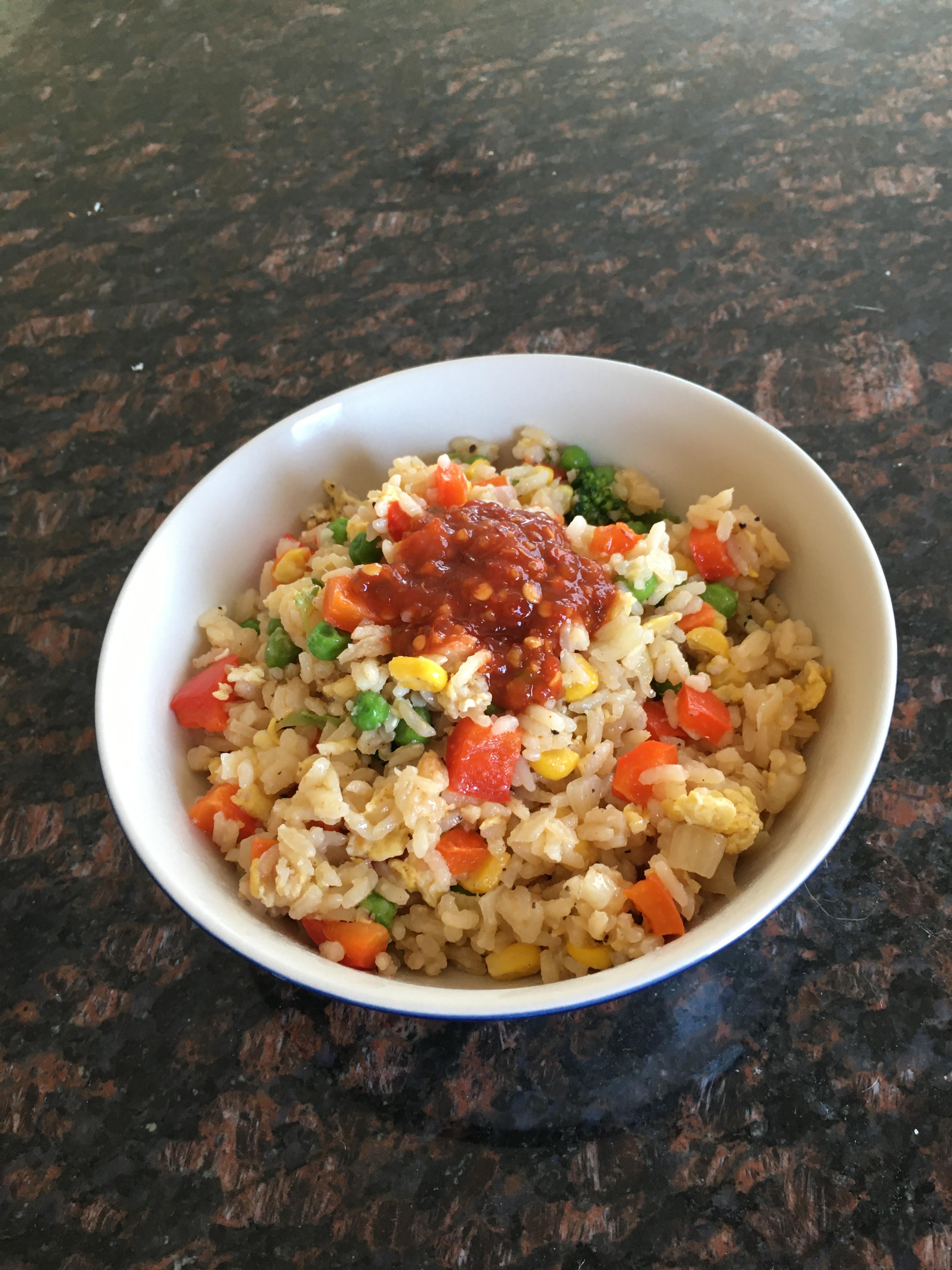 First try at veggie fried rice. Didn’t quite fry the rice to
