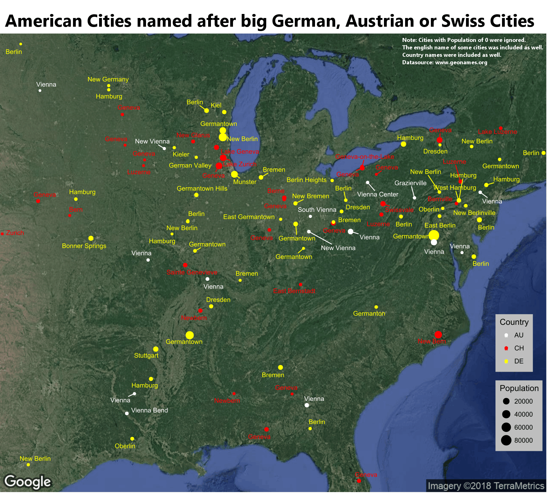 American Cities named after big German, Austrian or Swiss Cities r