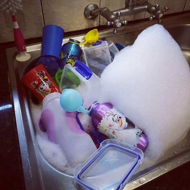 Who can relate to this? With 3 kiddies in the house, dishes is my