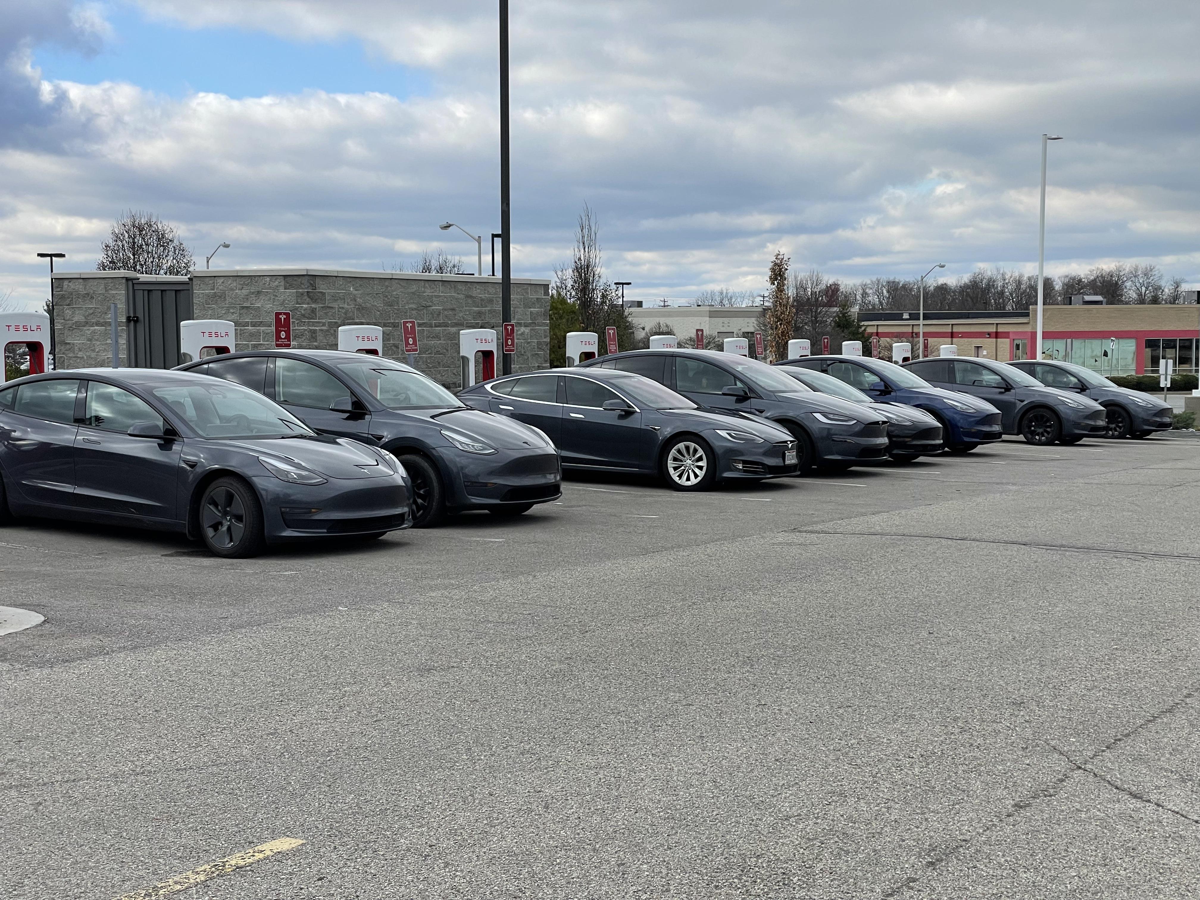 A lot of gray at this charger : r/ModelY