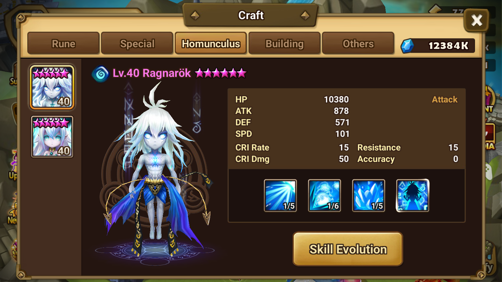 After days of grinding off and on I have evolved my Homunculus to the