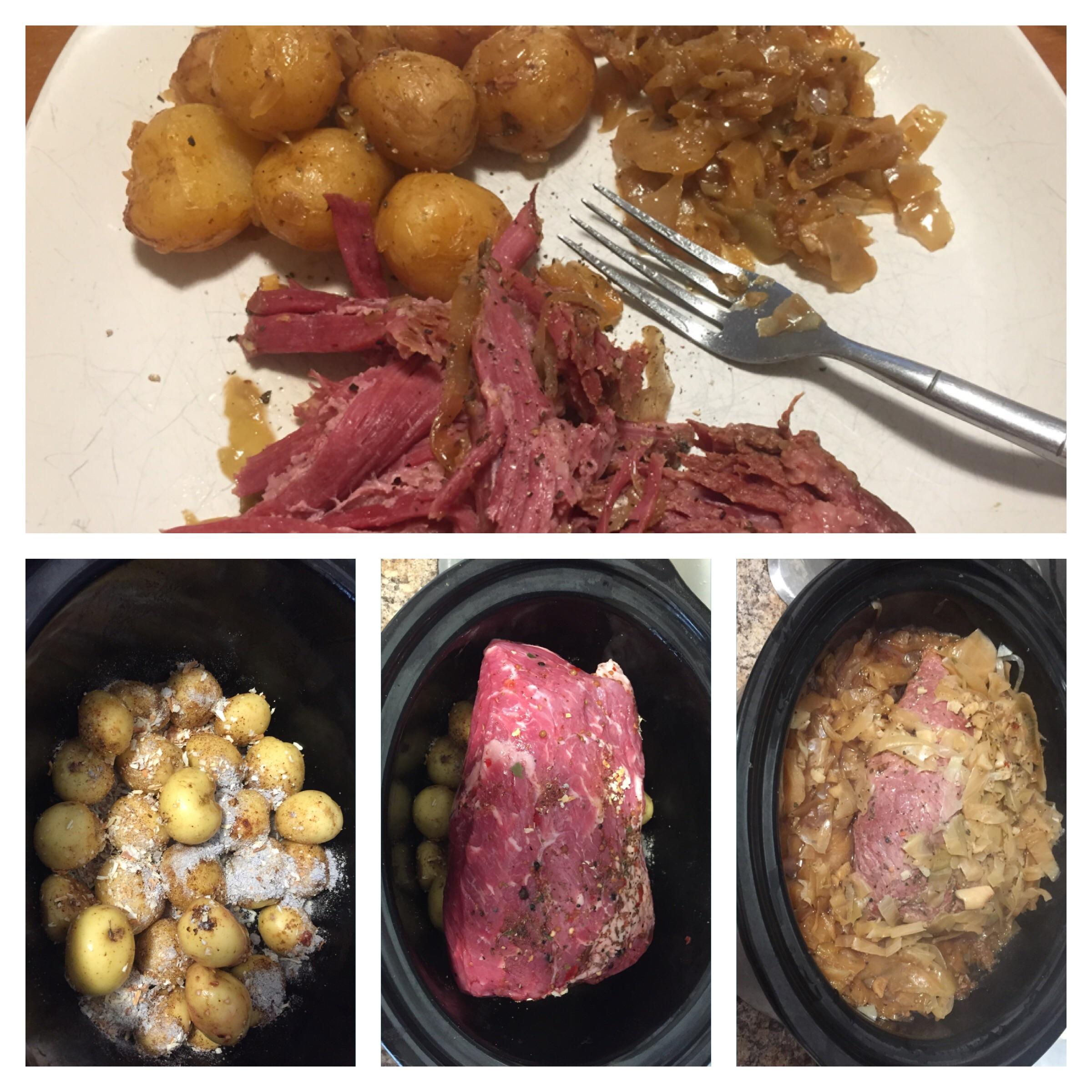 Corned beef, cabbage and baby potatoes r/slowcooking
