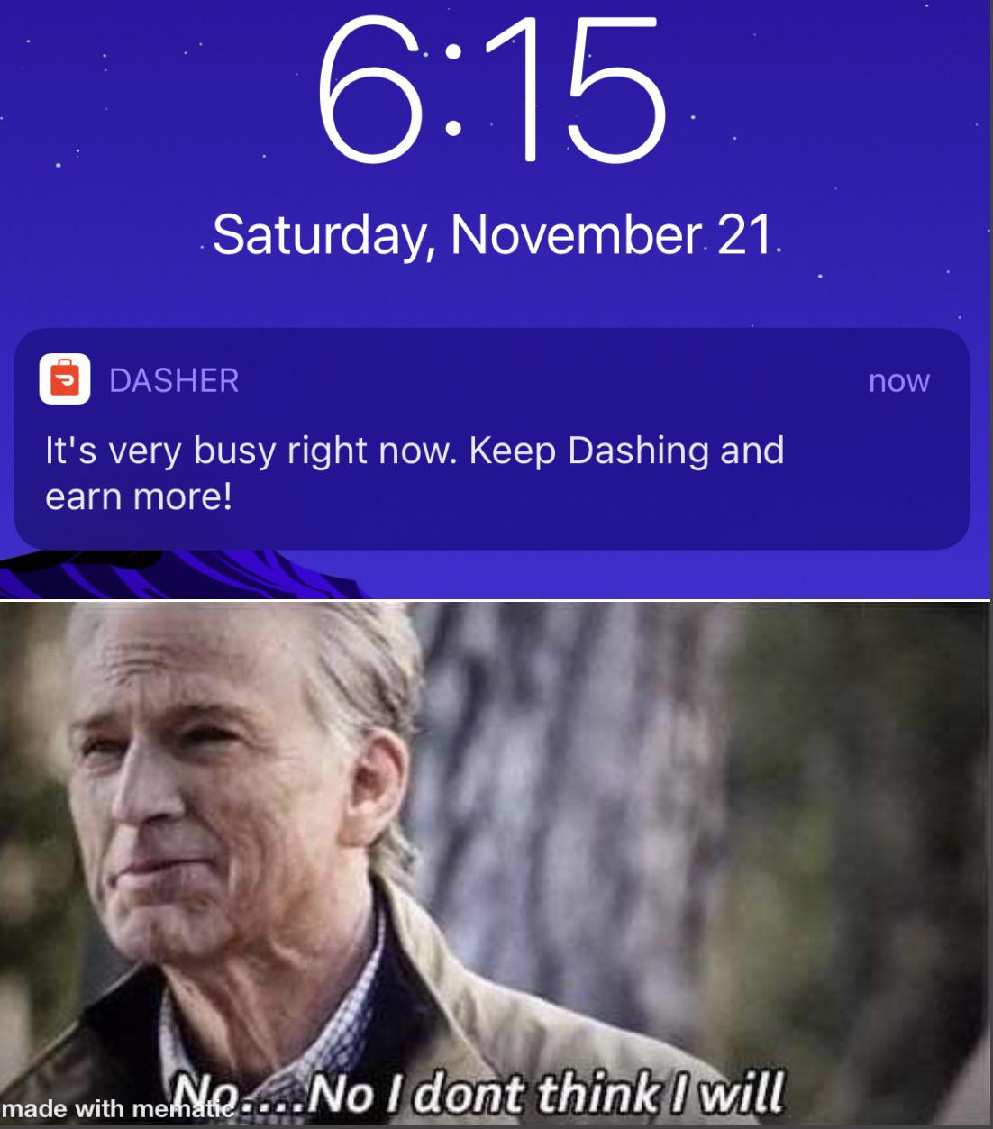 When doordash is down, you have time to make memes. doordash