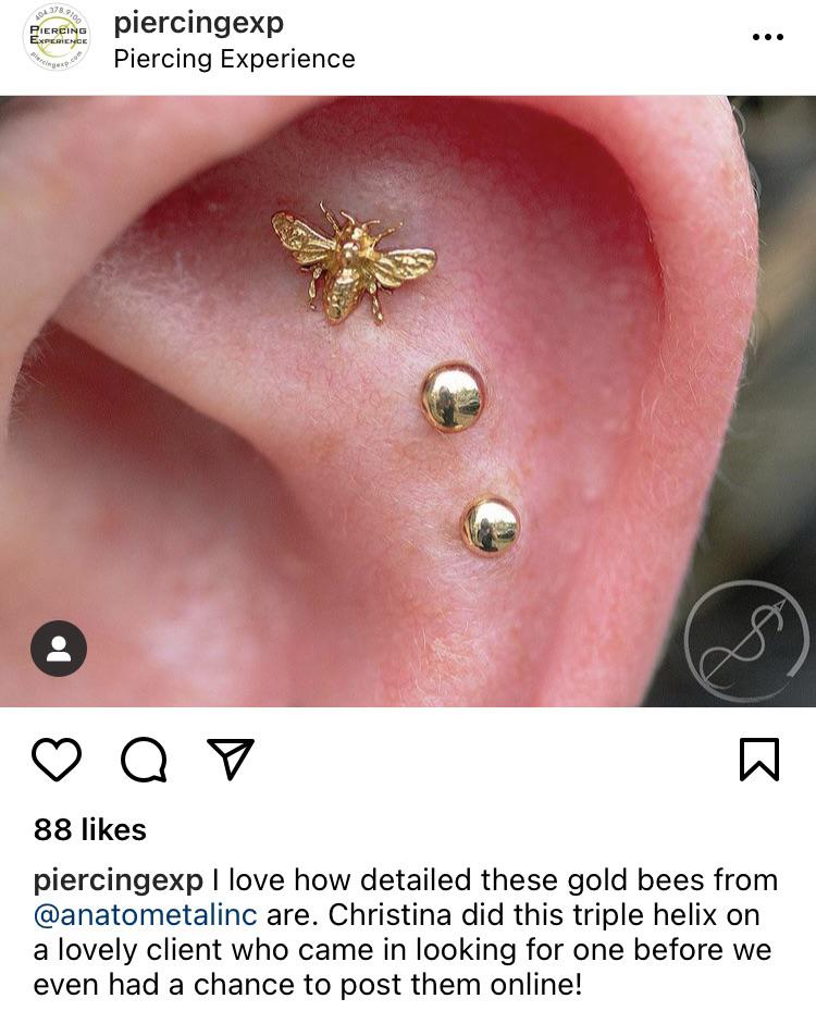 First piercing(s) in nearly 10 years. Got my triple helix done by