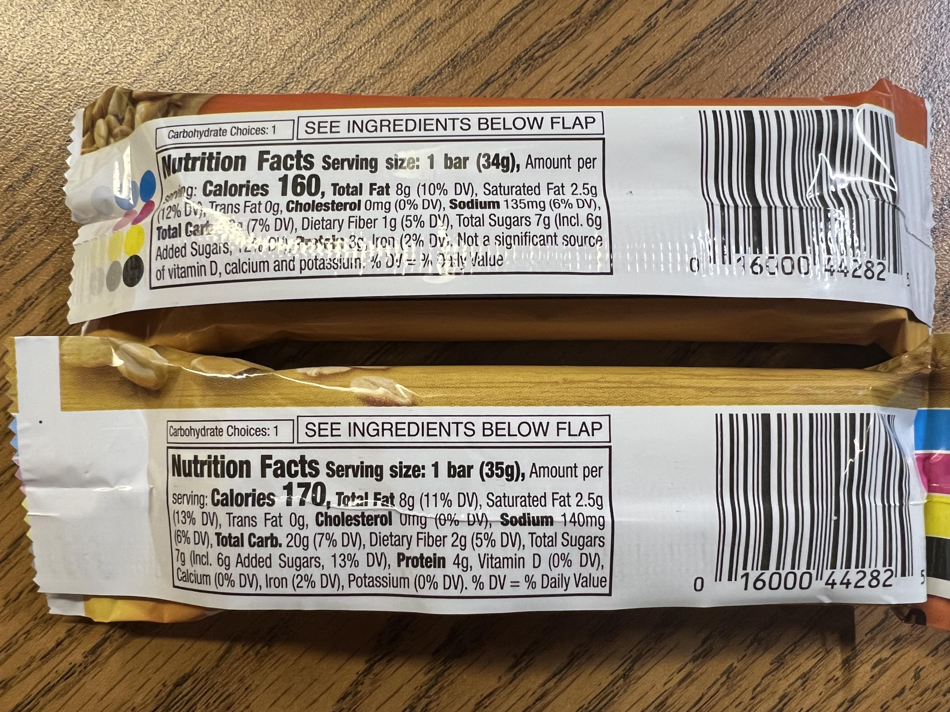 Comparing an Old vs New Nature Valley Bar's Nutrition Label and Noticed