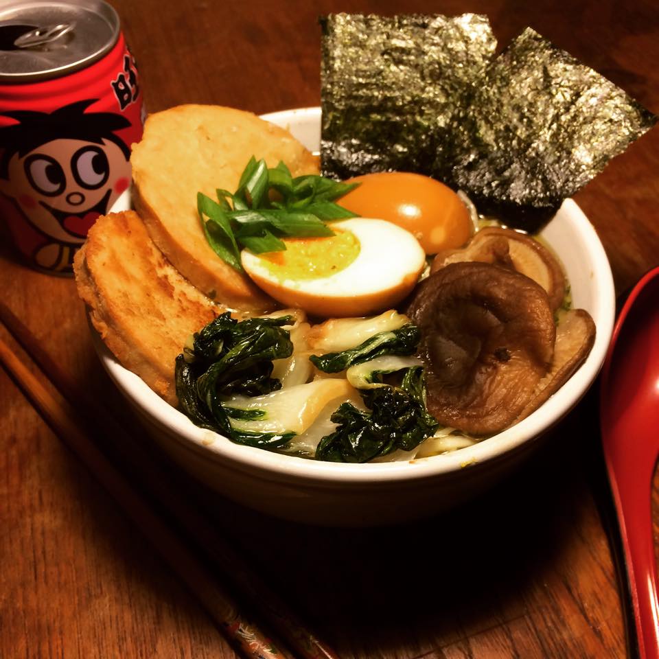 Vegetarian Soy Milk Ginger Ramen With Braised Pickled Seitan. My Own