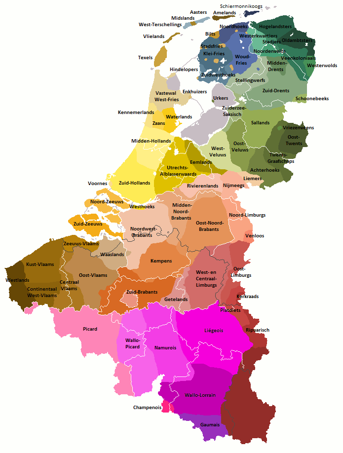 Carte Geographique Du Benelux Carte des dialectes du Benelux Wallonia