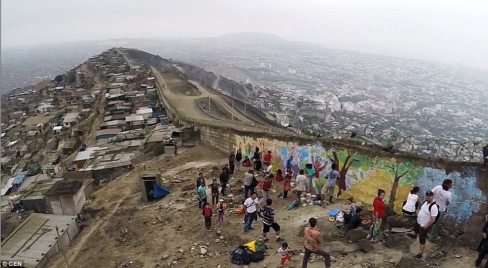 Lima, Peru has a "Wall of Shame" separating the poor district from the