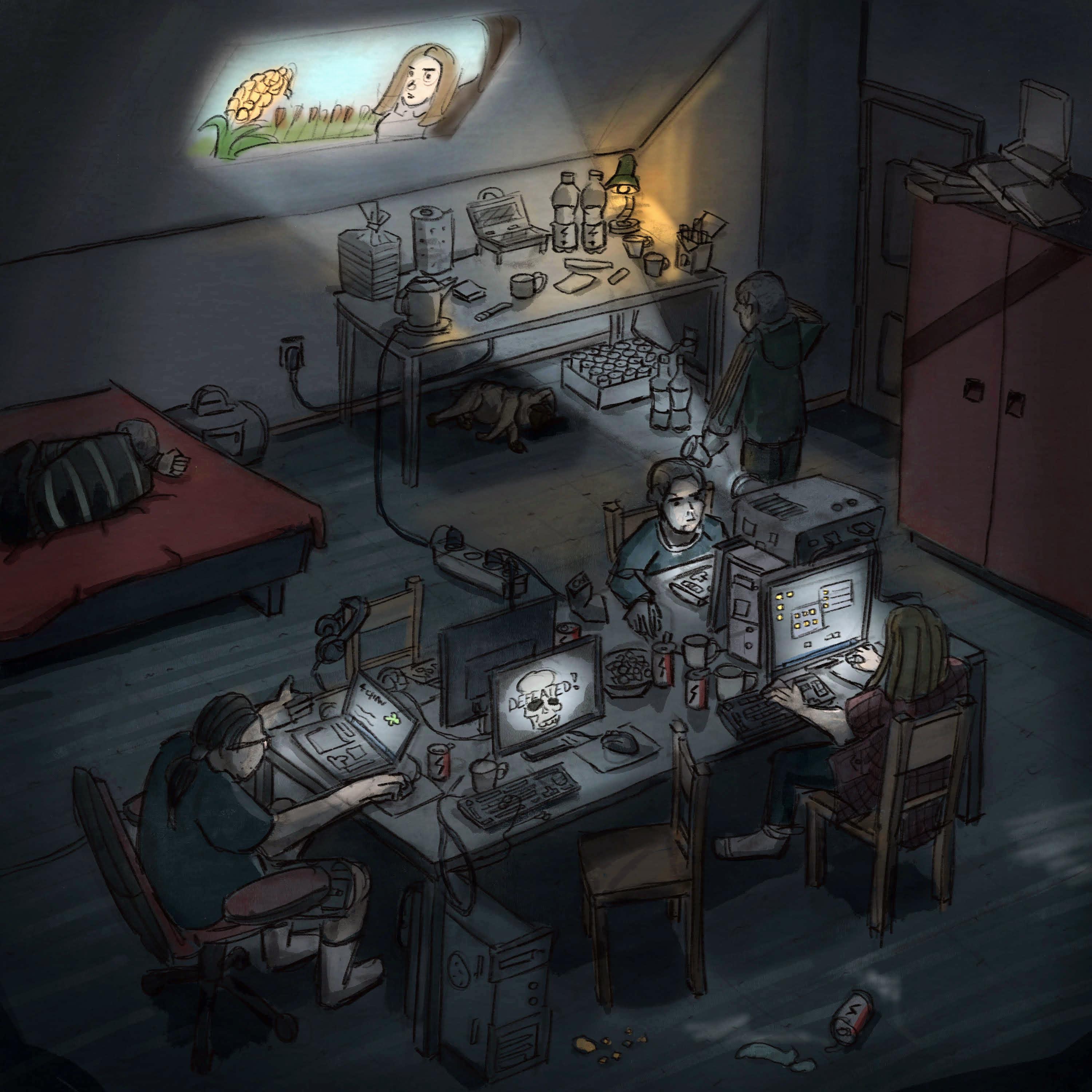 2006 Summer Lan party in my room, drawn 1 year ago by me