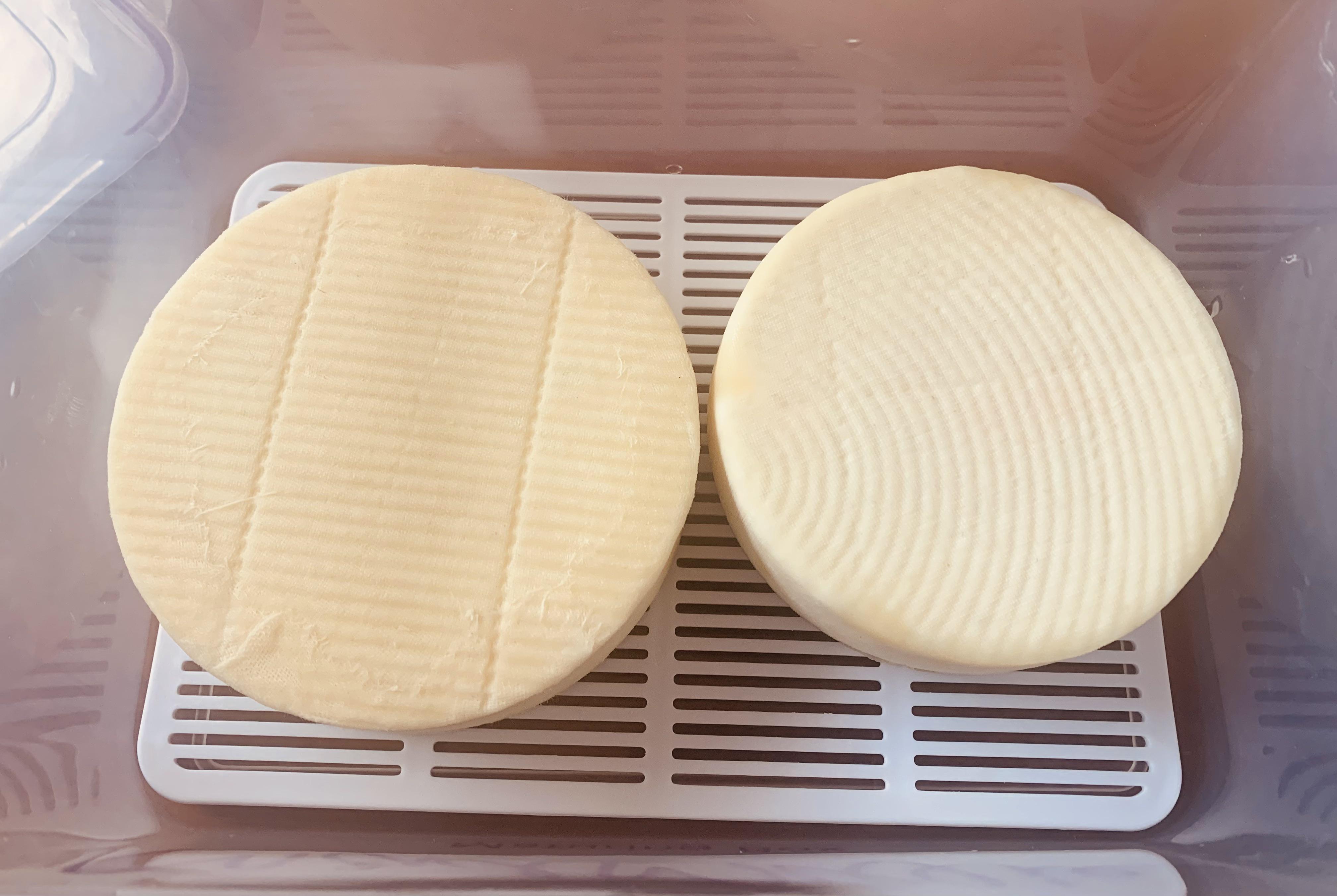 My first ever cheeses! Bandage wrapped Yorkshire for the cave and a