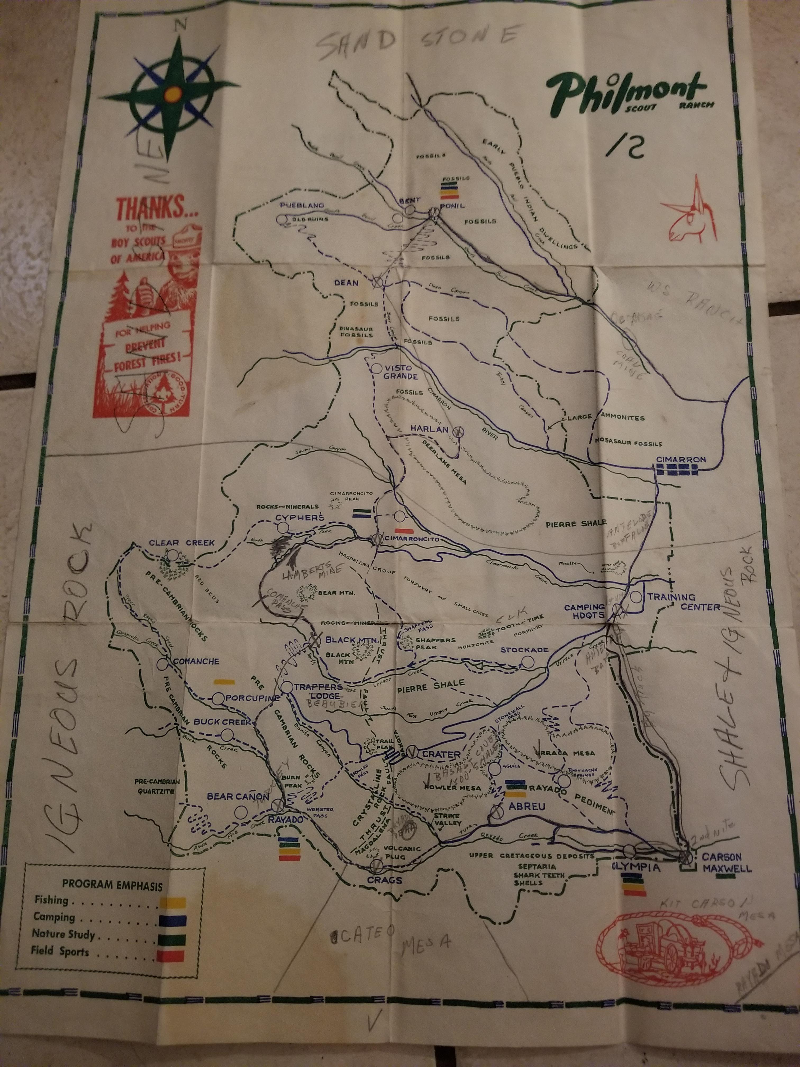 I was given this old Philmont map from the early 50's along with the