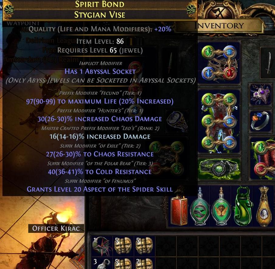 Chaos Damage Stygian Vise for Poison BF r/pathofexile