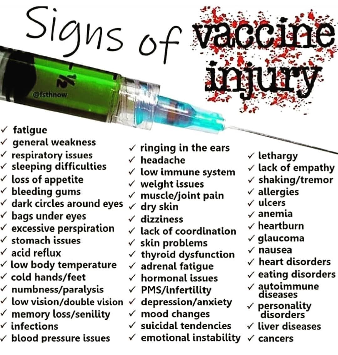 Long list of supposed vaccine injury symptoms. They remind of my pms symptoms lol just sayin