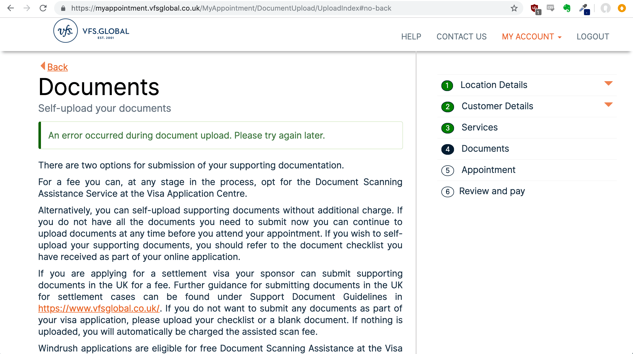 VFS Document scan upload error is there a way around it? r/ukvisa