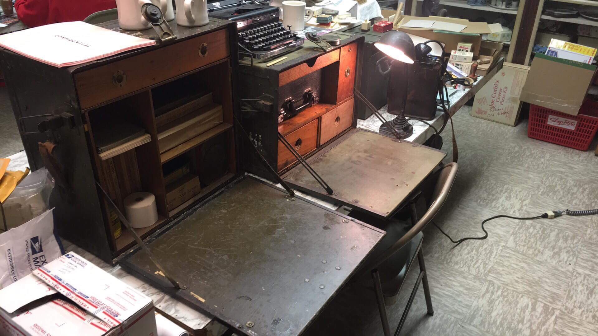 WWII US Army Field Desk and Records Chest, with partially complete