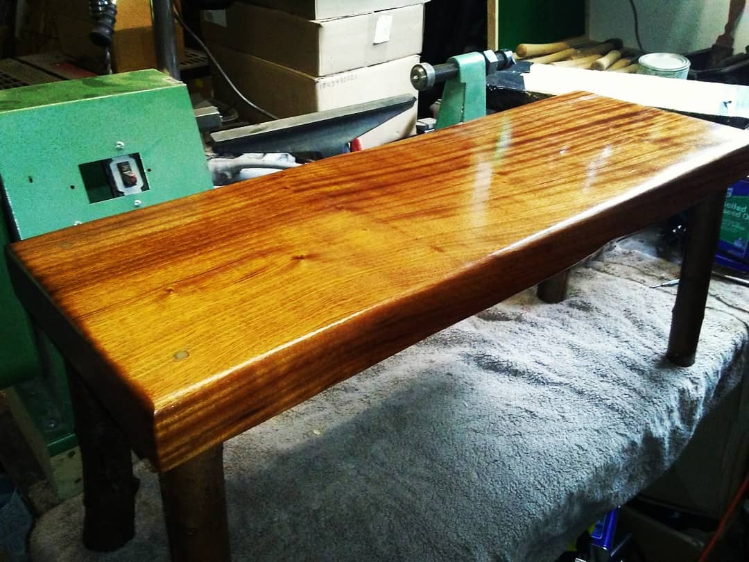African Mahogany bench with Silver Maple branch legs r/woodworking