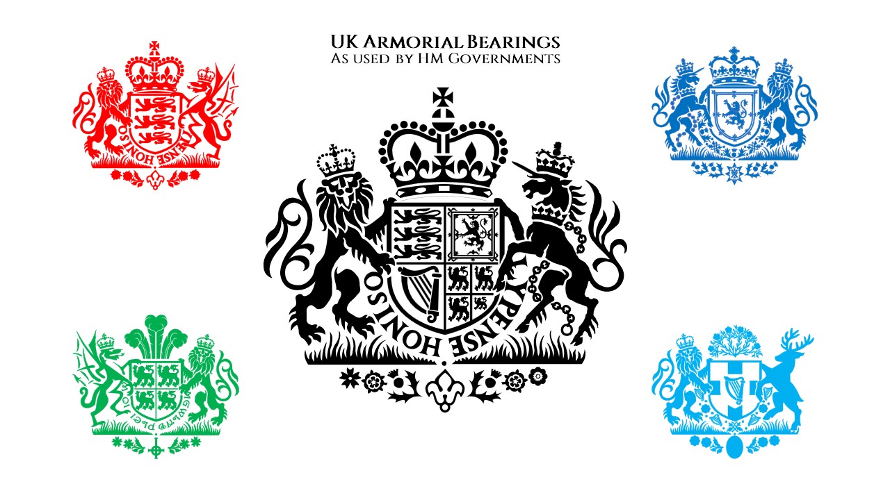 Redesign of UK devolved (and national) arms, in the government logo