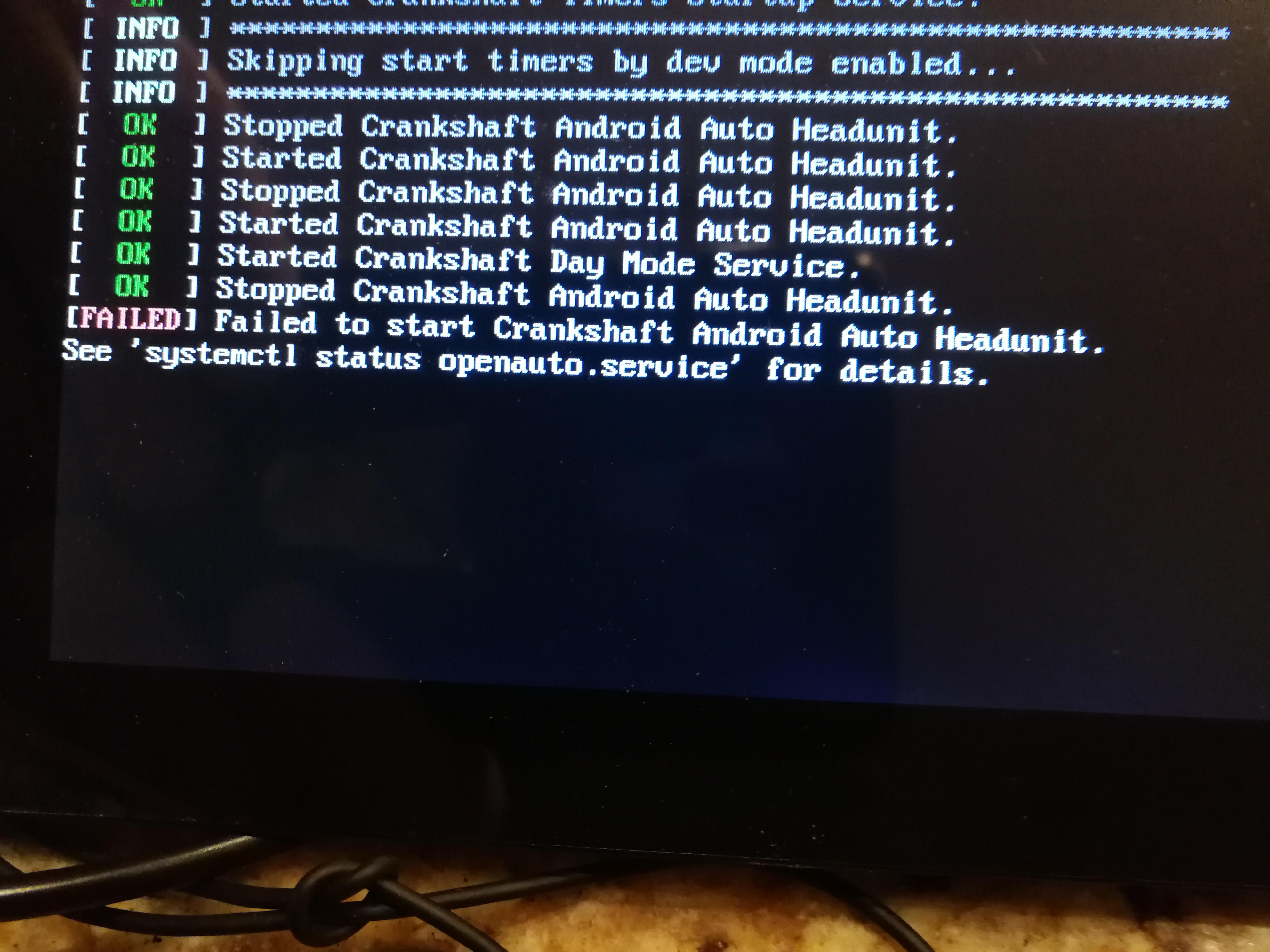 Crankshaft failed to start Android auto headunit. Can anyone help me with this. Thanks for your